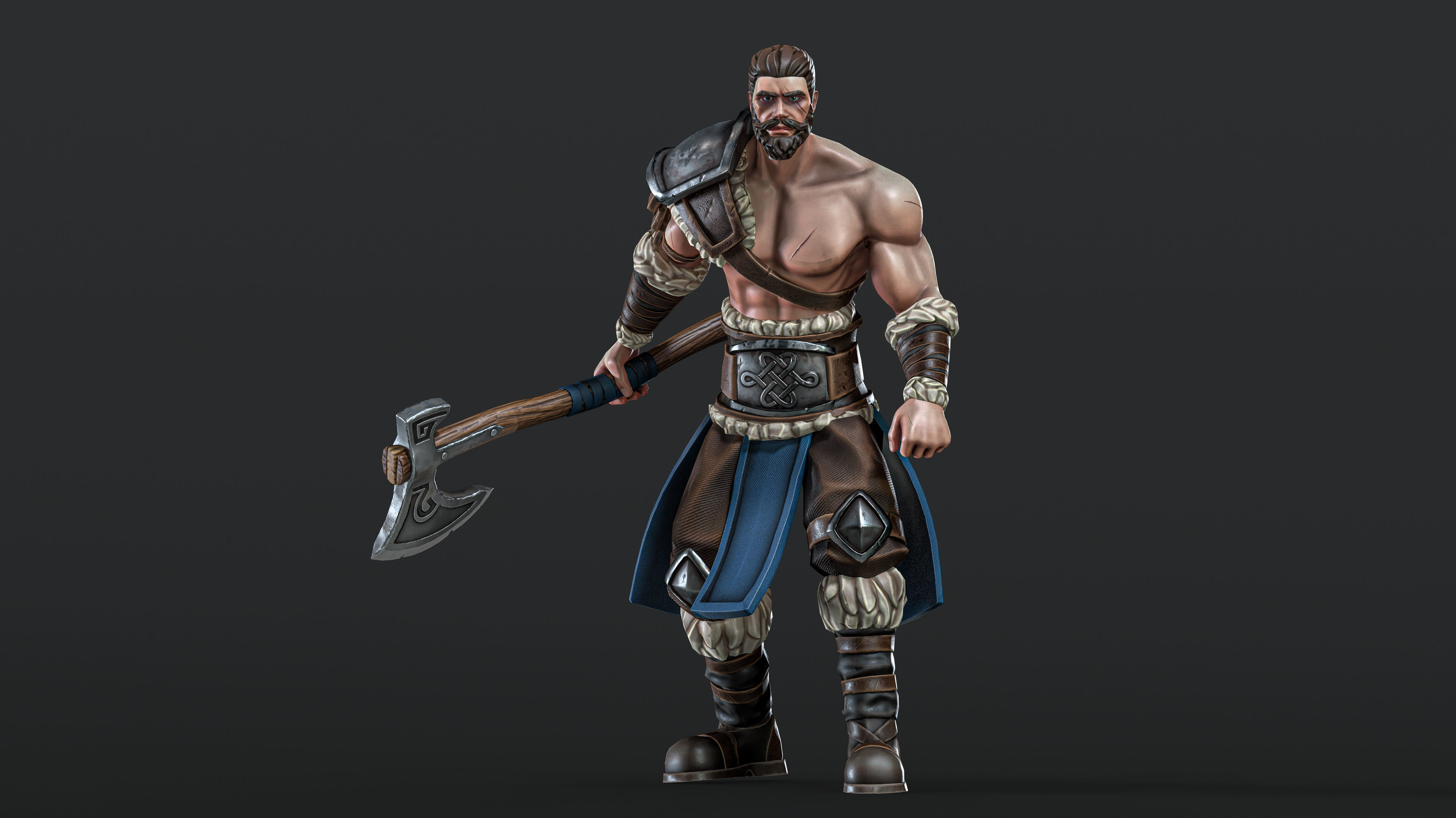 Stylized Warrior 06 - Magnus Male Fighter Fantasy - 55 Low-poly 3D model_2