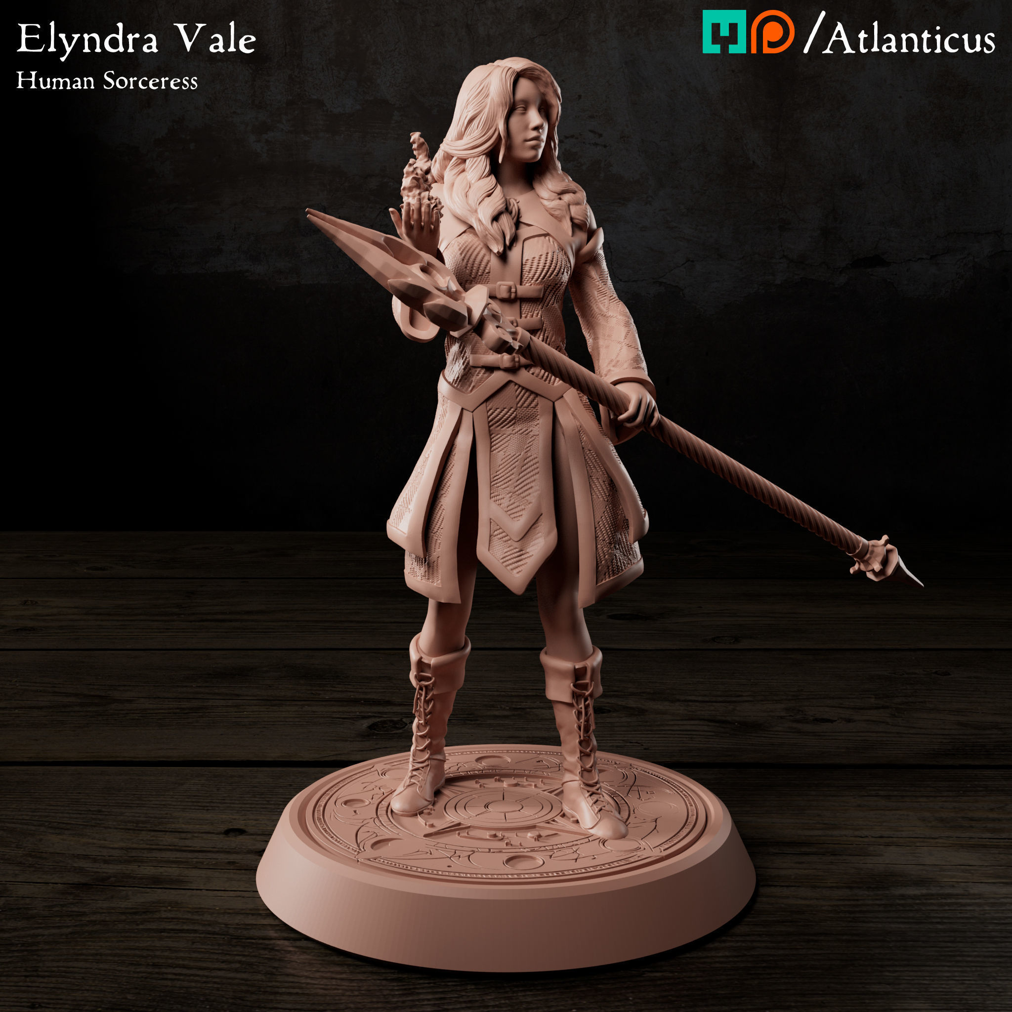 Female Human Sorceress - Elyndra Vale - Firebolt 3D print model_1