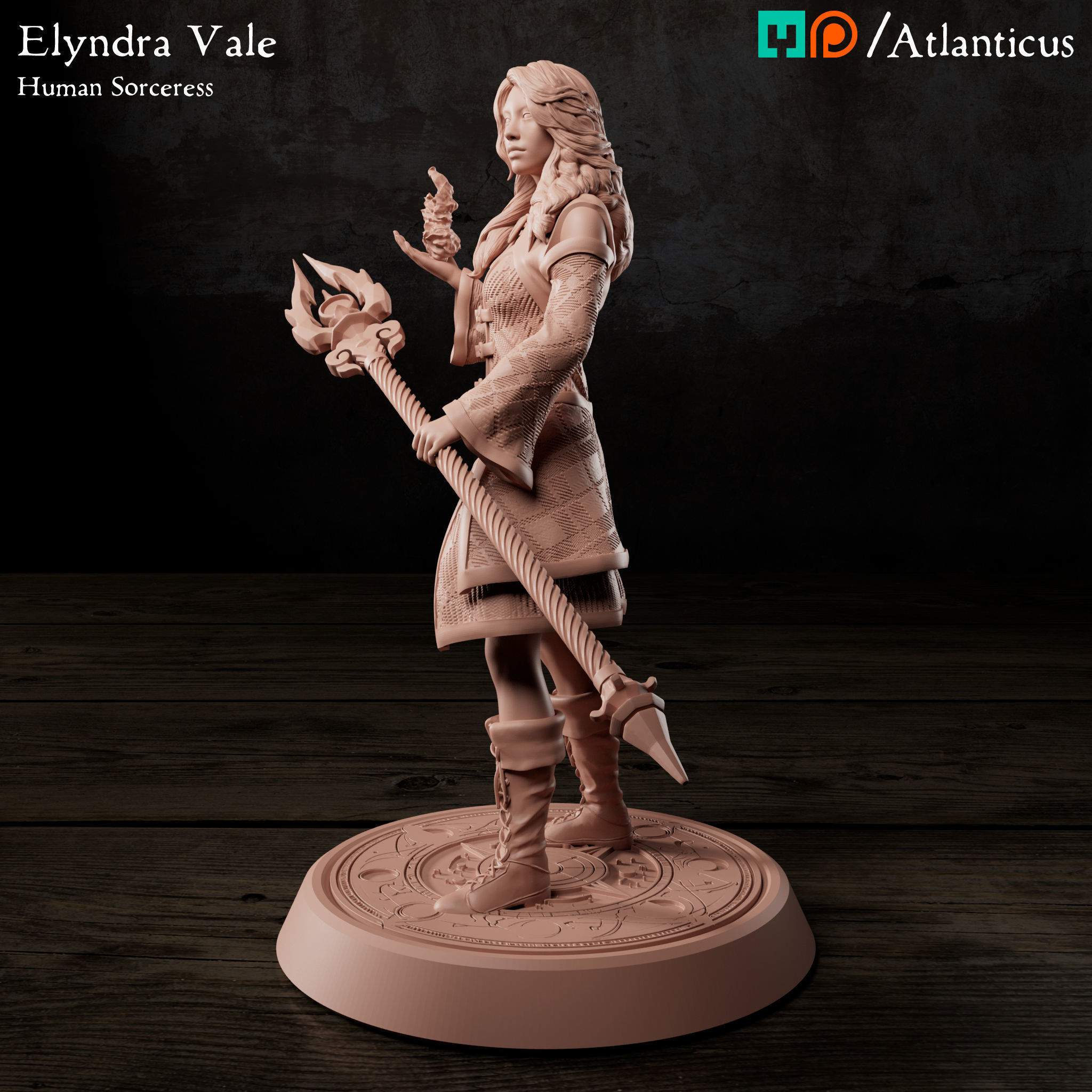 Female Human Sorceress - Elyndra Vale - Firebolt 3D print model_7