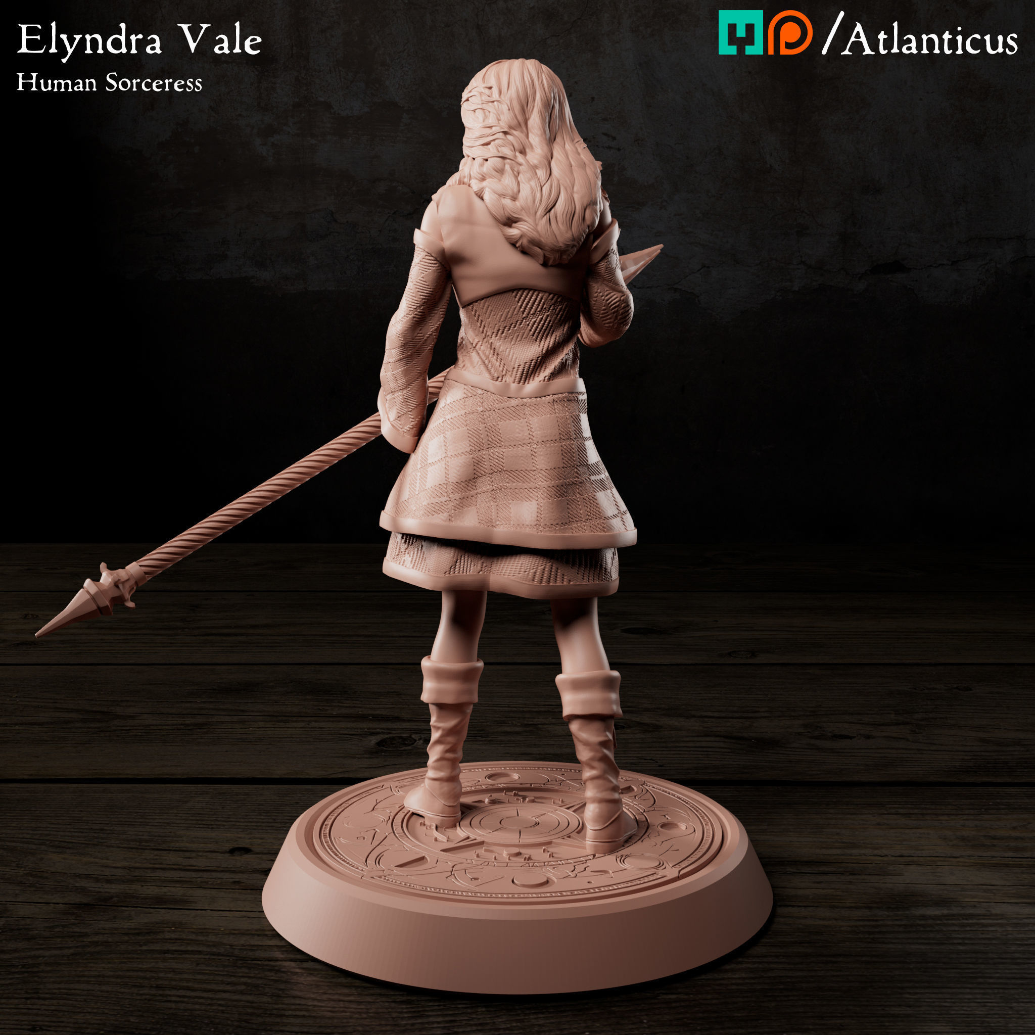 Female Human Sorceress - Elyndra Vale - Firebolt 3D print model_5