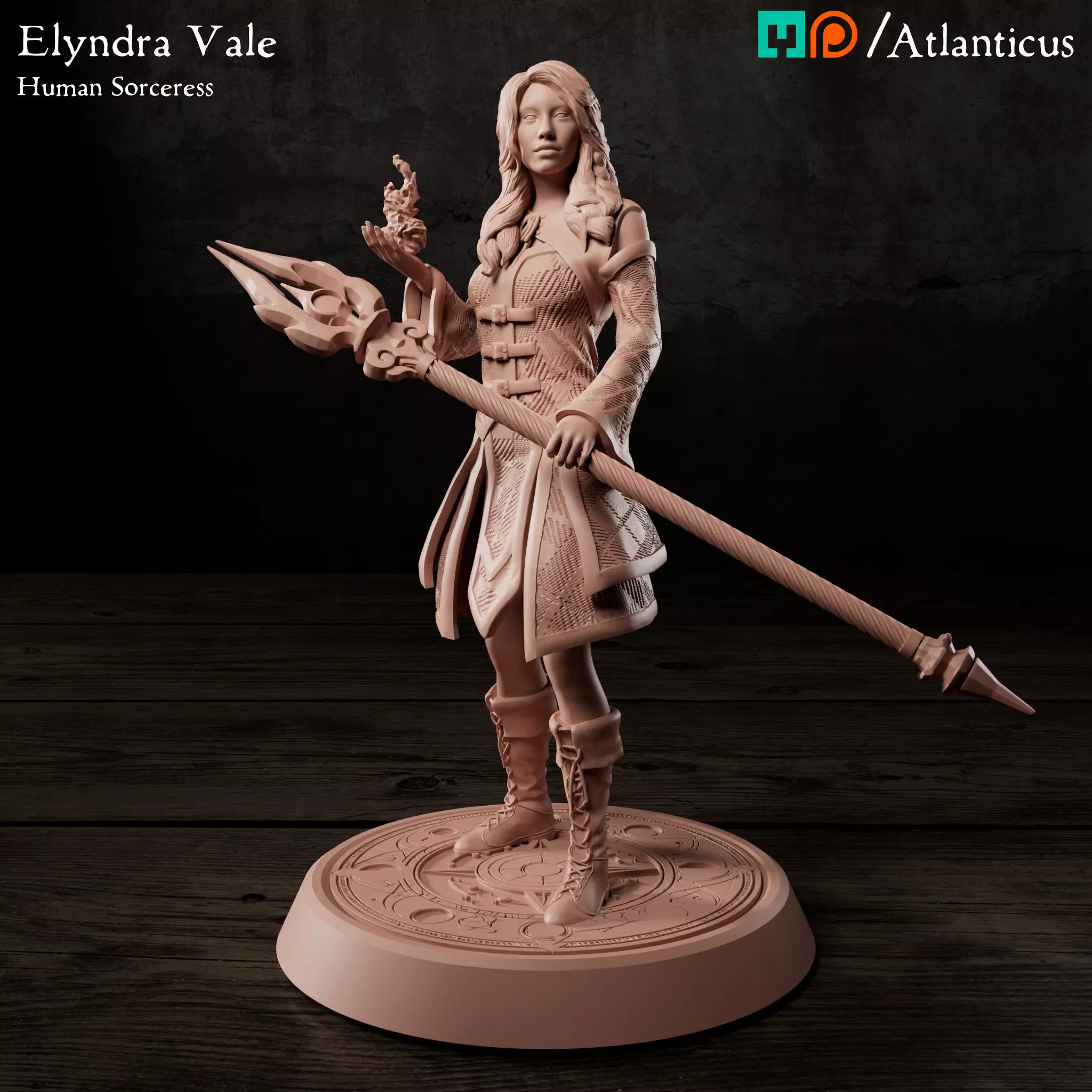Female Human Sorceress - Elyndra Vale - Firebolt 3D print model_0