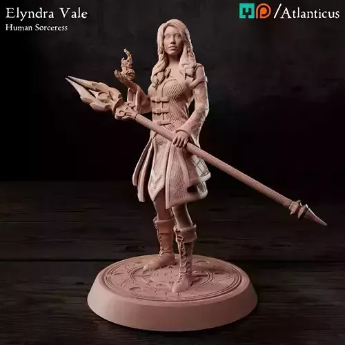 Female Human Sorceress - Elyndra Vale - Firebolt 3D print model