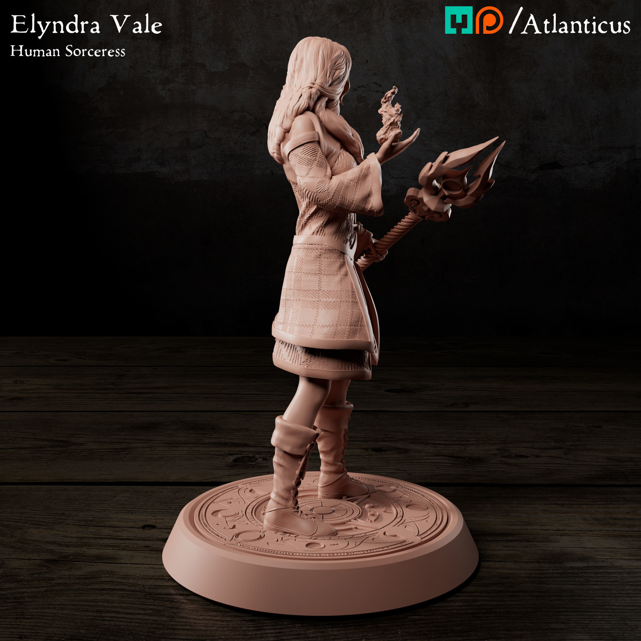 Female Human Sorceress - Elyndra Vale - Firebolt 3D print model_3
