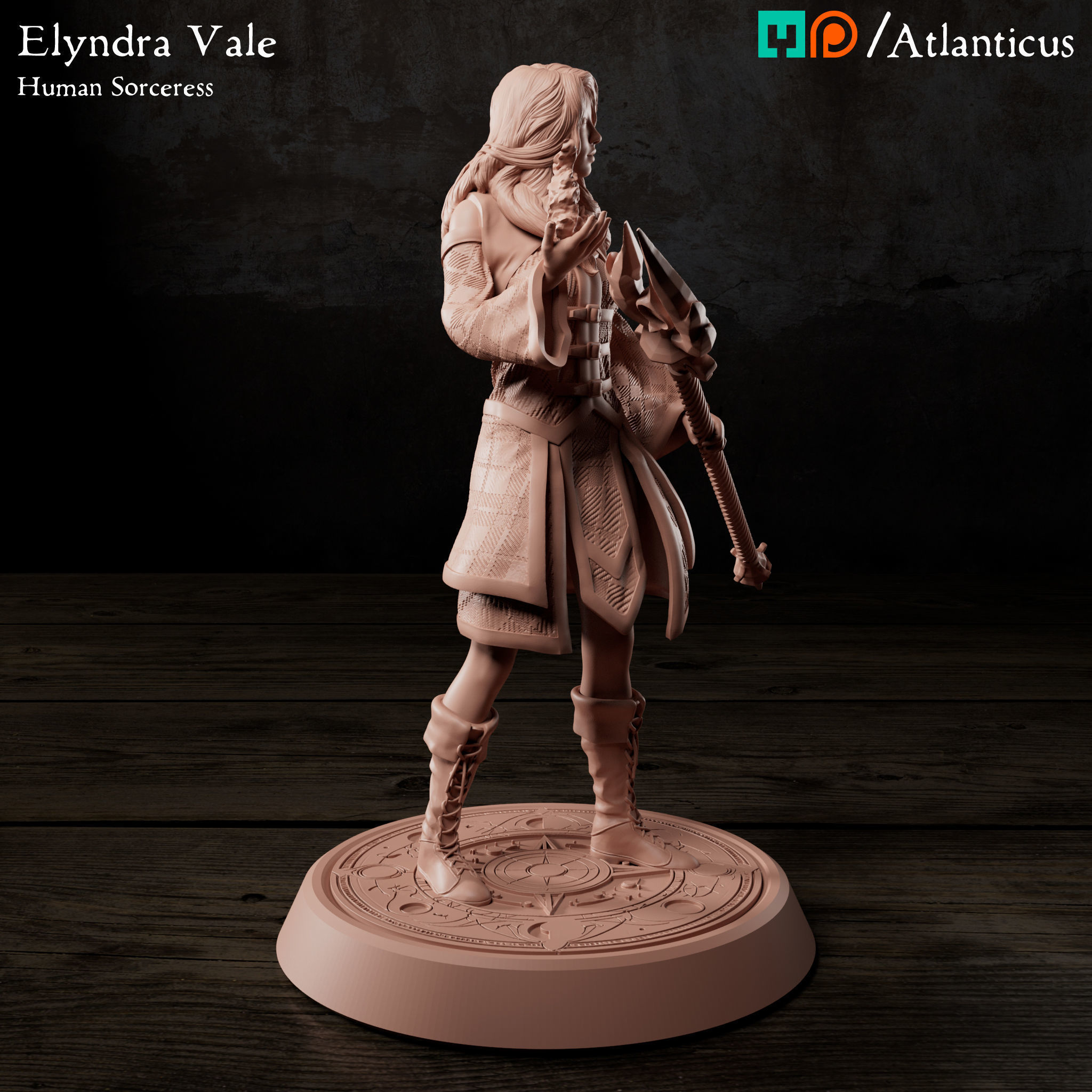 Female Human Sorceress - Elyndra Vale - Firebolt 3D print model_2