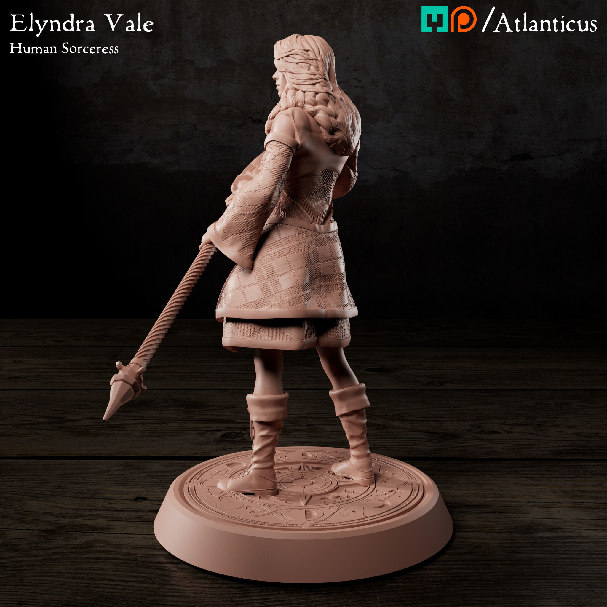 Female Human Sorceress - Elyndra Vale - Firebolt 3D print model_6