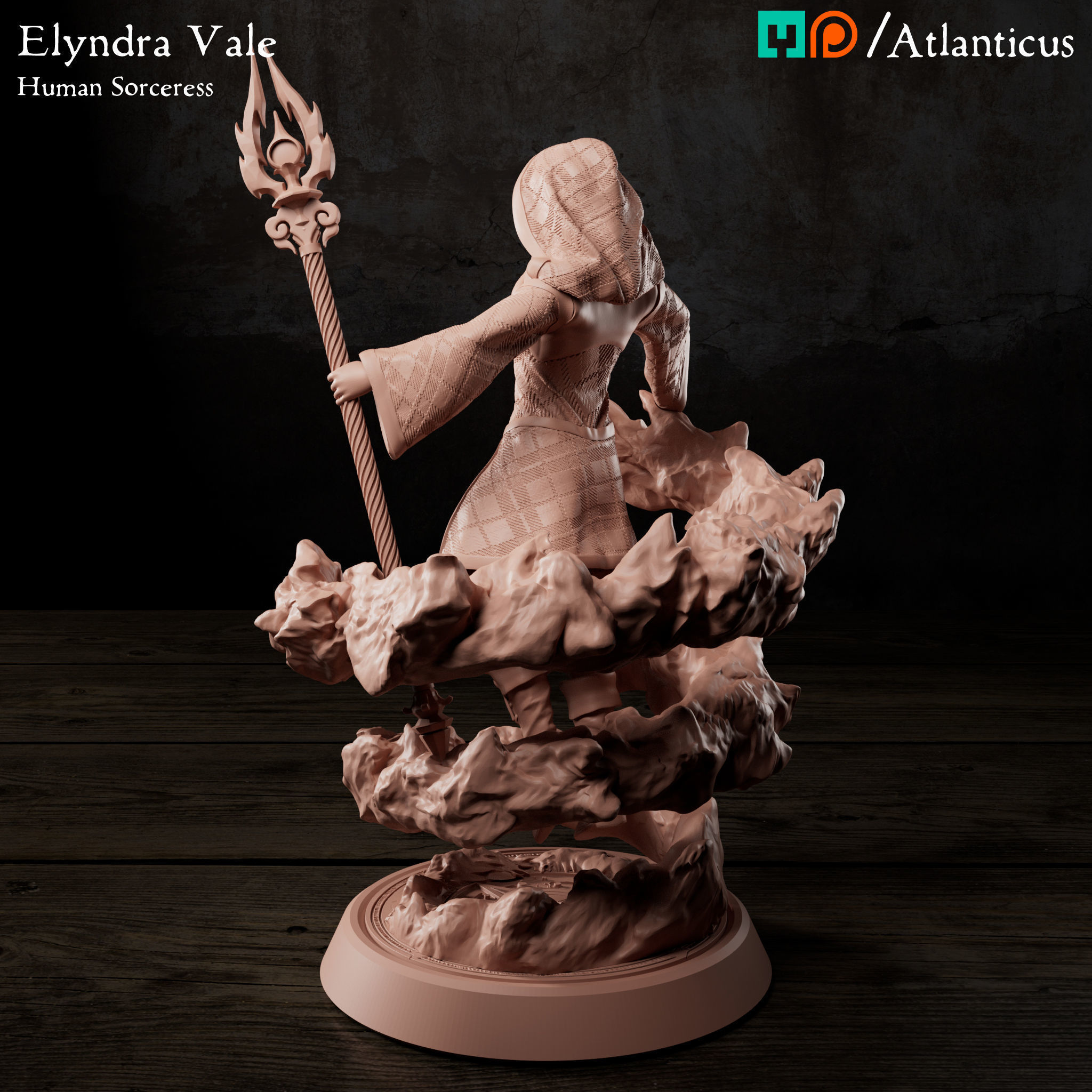 Female Human Sorceress - Elyndra Vale - Firestorm 3D print model_5