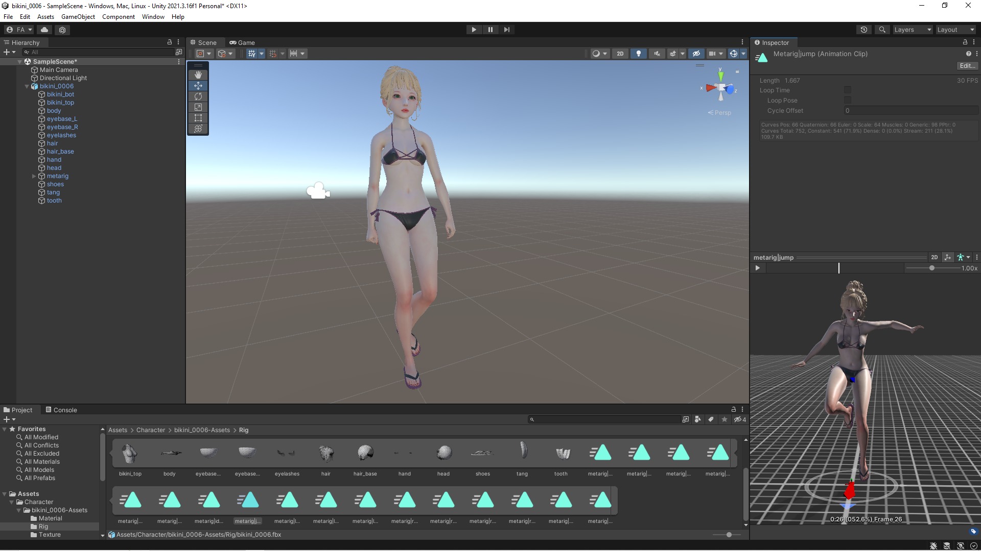 Bikini 0006 - UE5 - Unity - Blender - Animated Low-poly 3D model_9