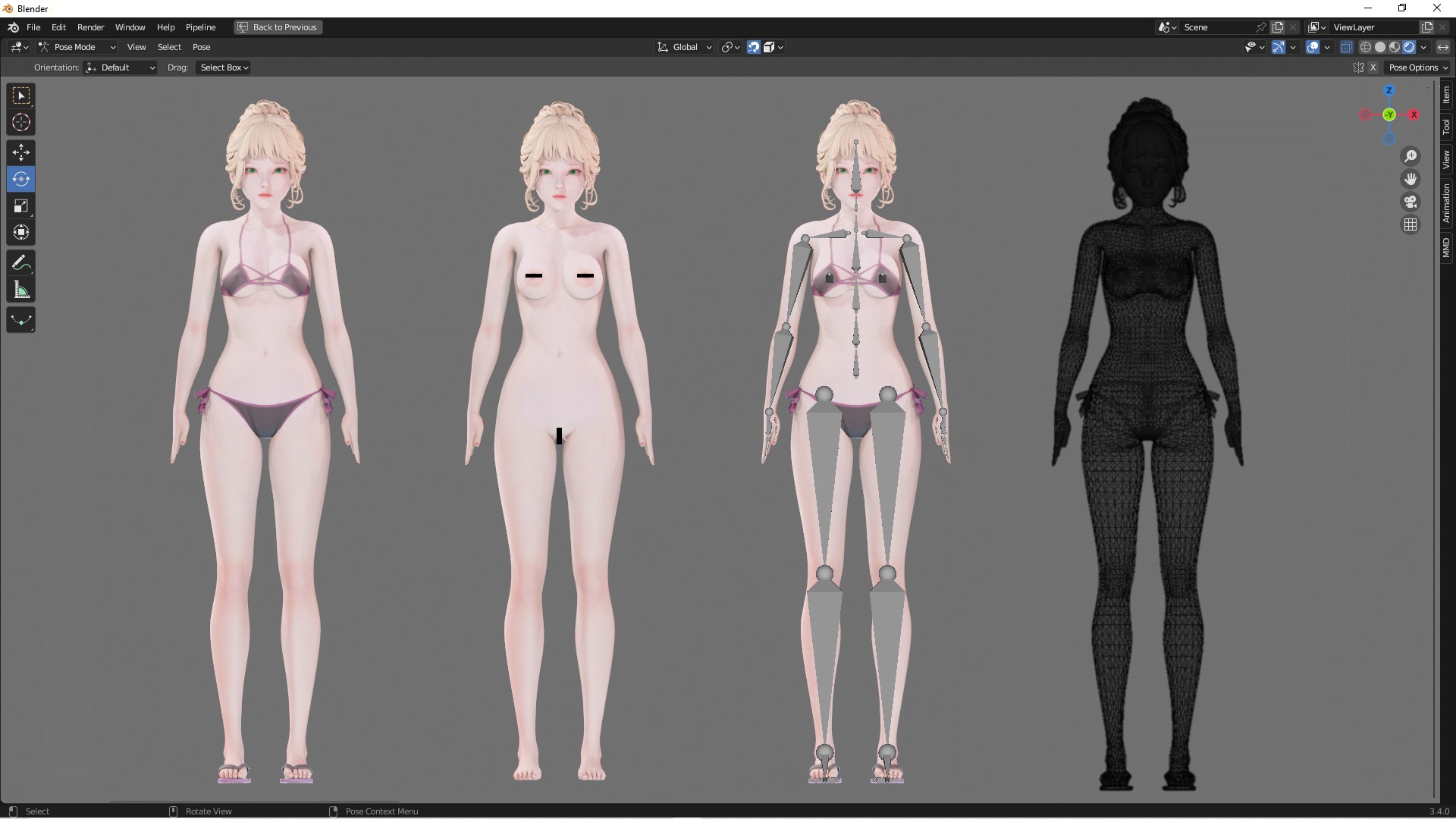 Bikini 0006 - UE5 - Unity - Blender - Animated Low-poly 3D model_3