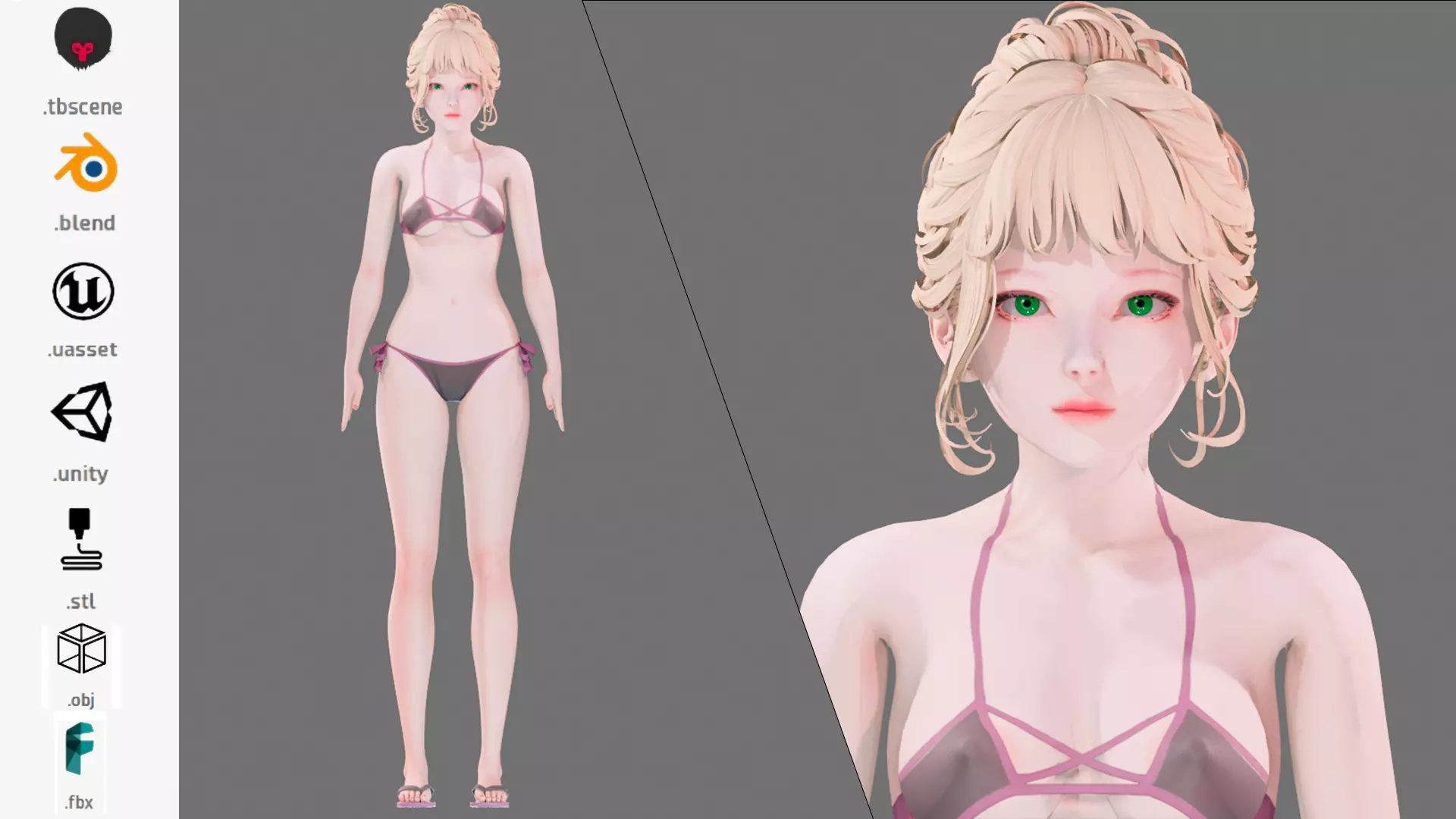 Bikini 0006 - UE5 - Unity - Blender - Animated Low-poly 3D model_0