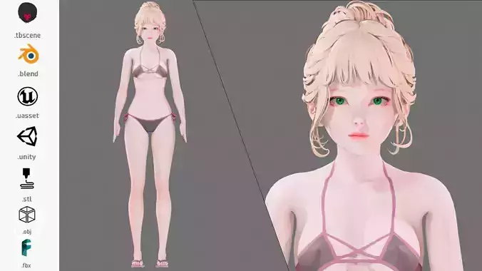 Bikini 0006 - UE5 - Unity - Blender - Animated