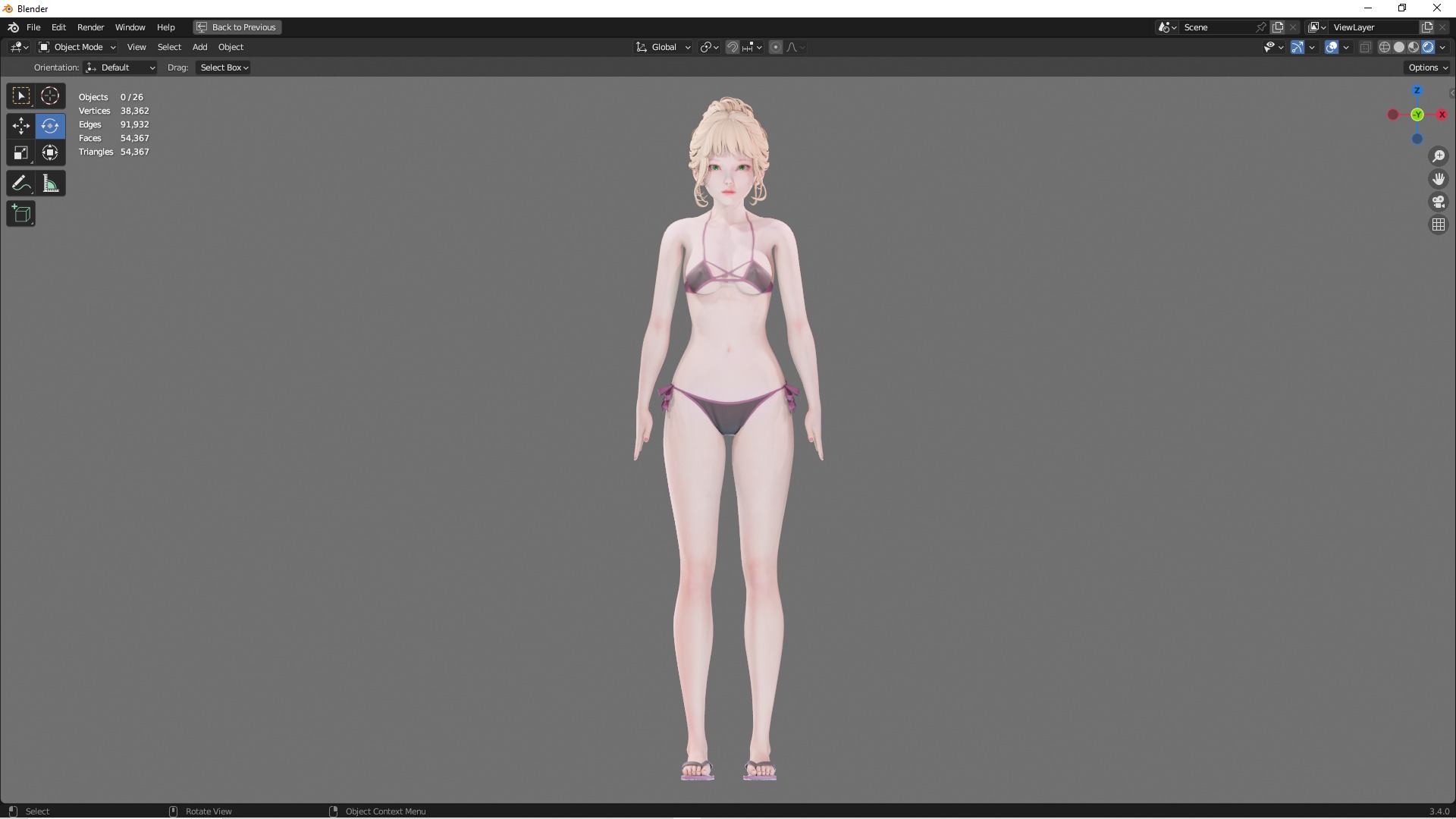 Bikini 0006 - UE5 - Unity - Blender - Animated Low-poly 3D model_7