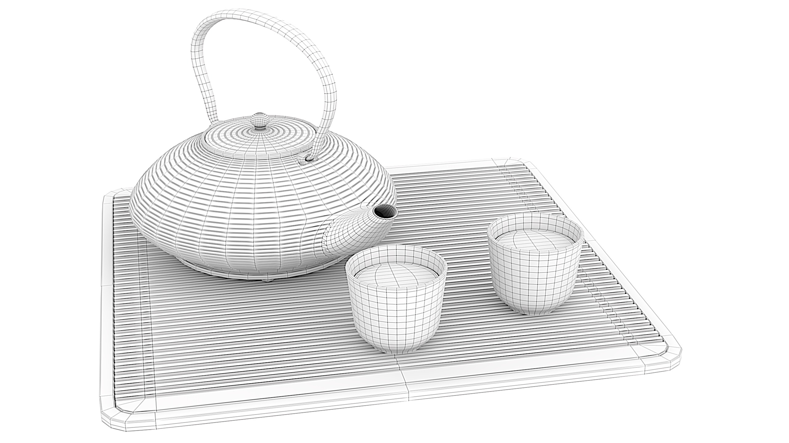 Japanese Cast Iron Tea Set 3D model_5