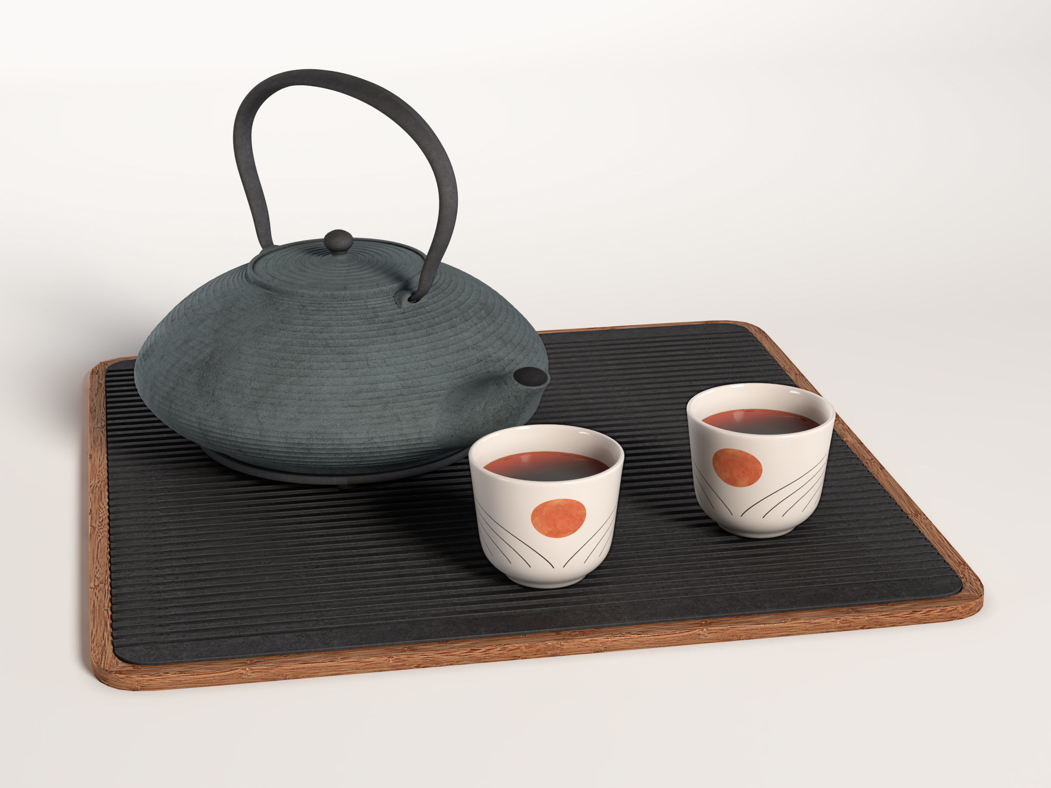 Japanese Cast Iron Tea Set 3D model_2