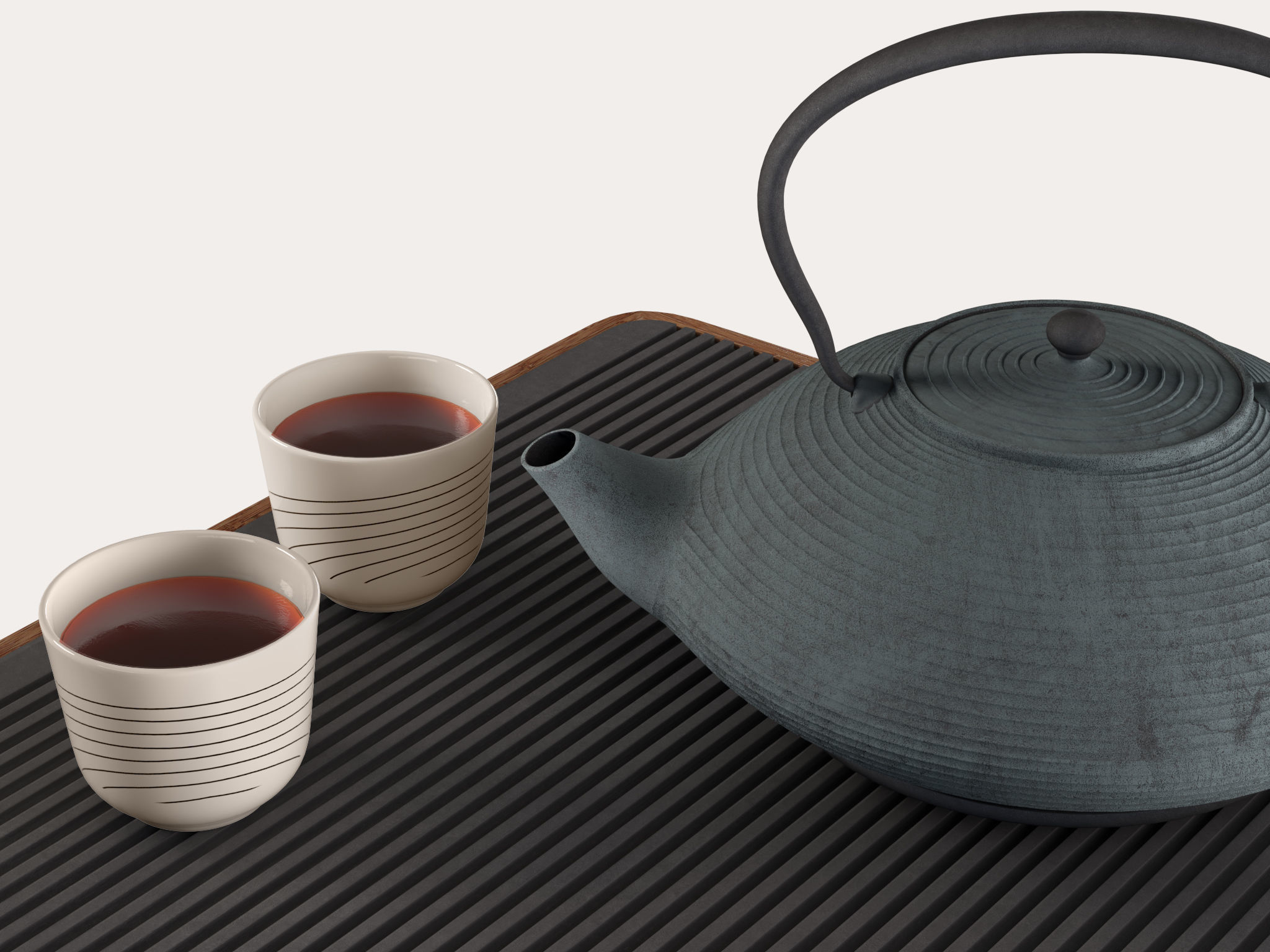 Japanese Cast Iron Tea Set 3D model_3