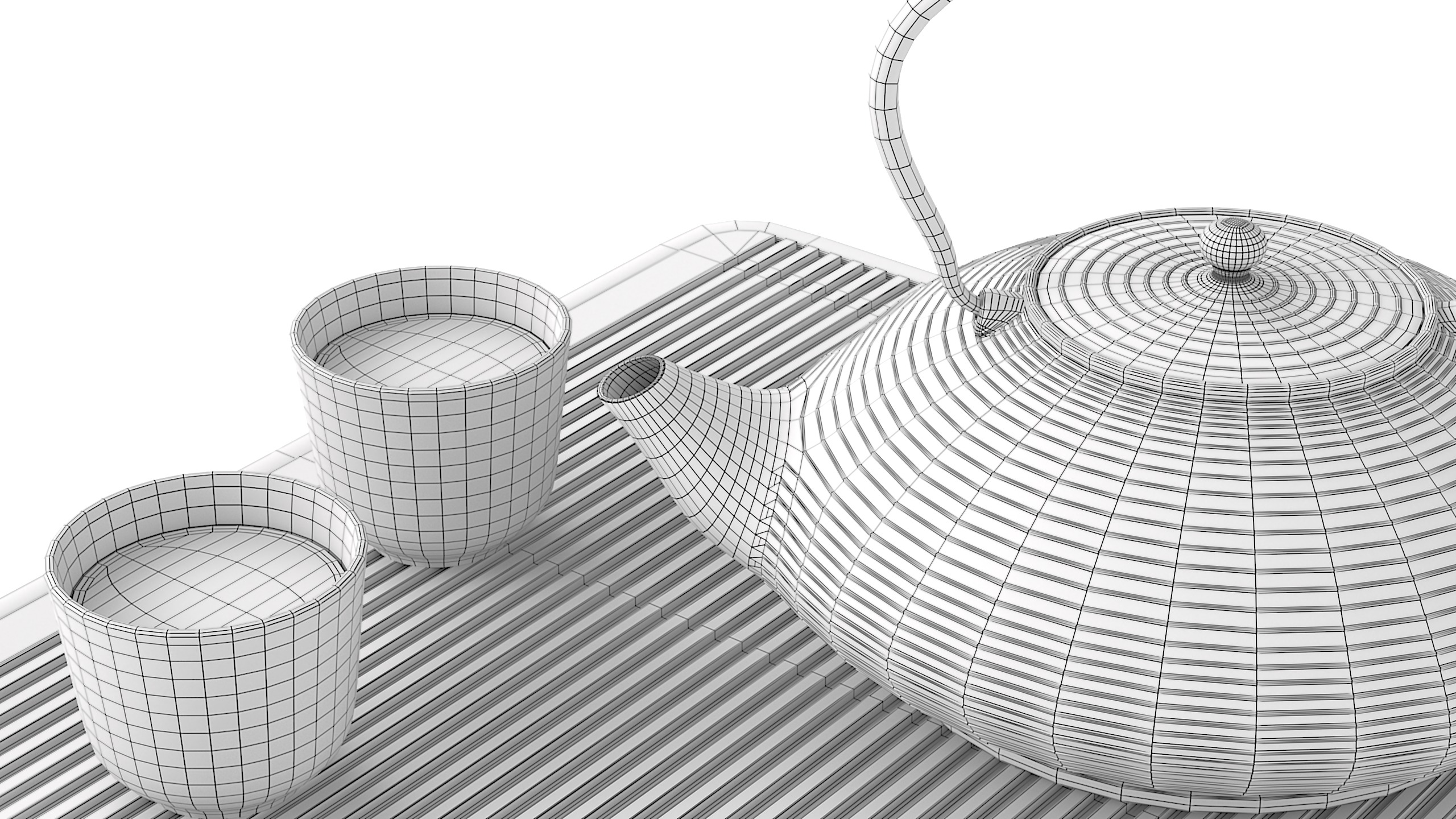 Japanese Cast Iron Tea Set 3D model_6