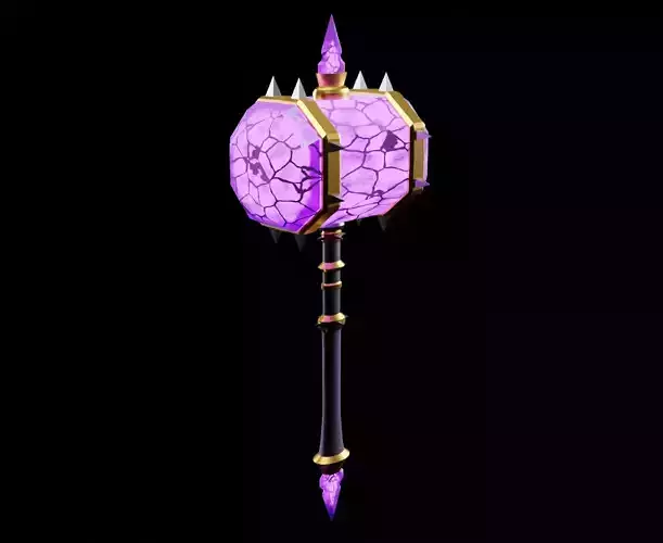 Fantasy crystal hammer 3D model low poly for game