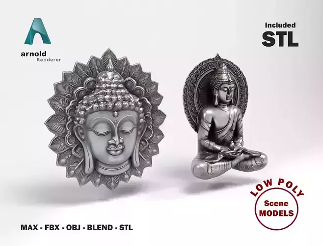 Buddhas Low-poly 3D model