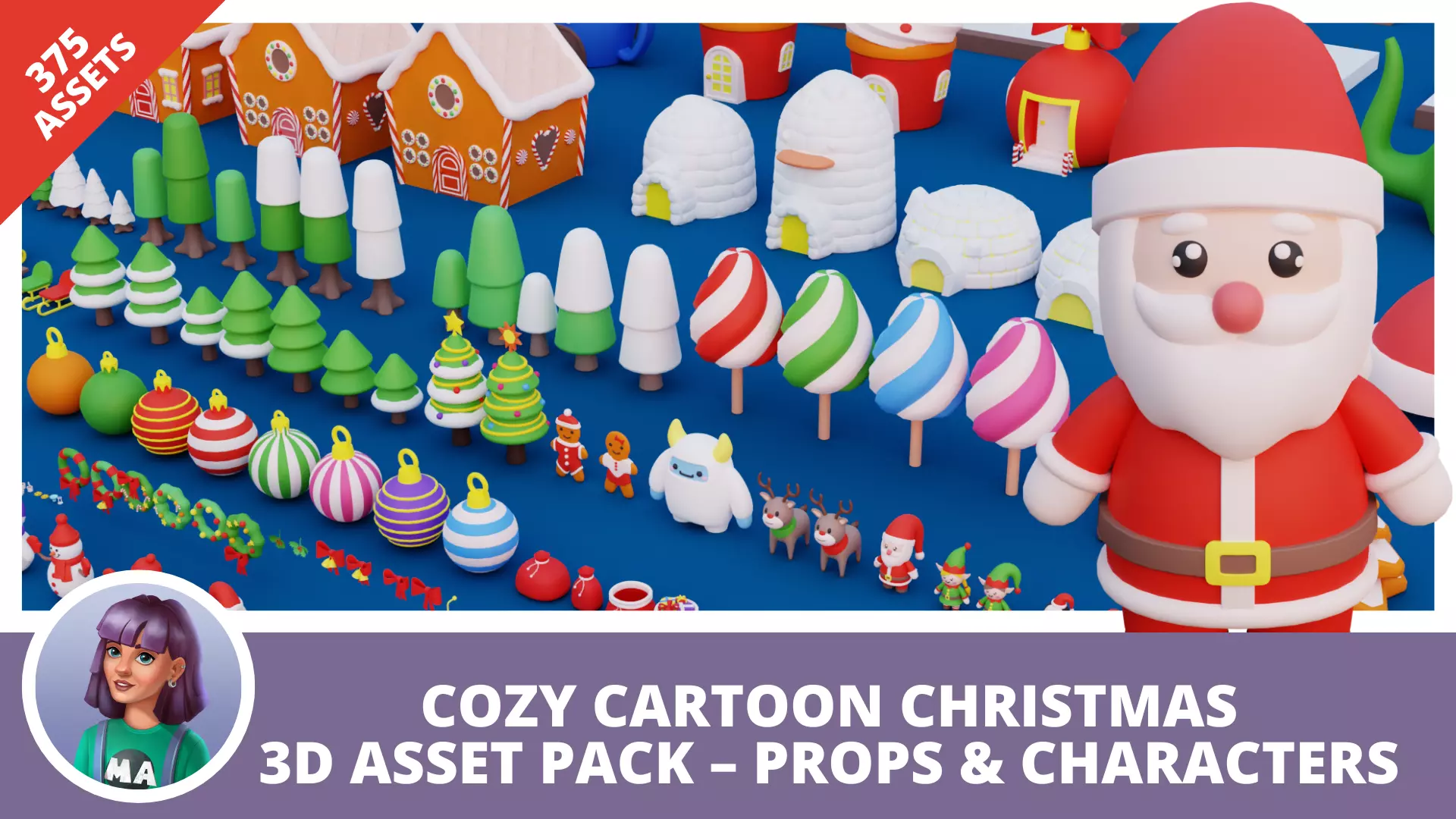 Cozy Cartoon Christmas 3D Asset Pack Low-poly 3D model_0