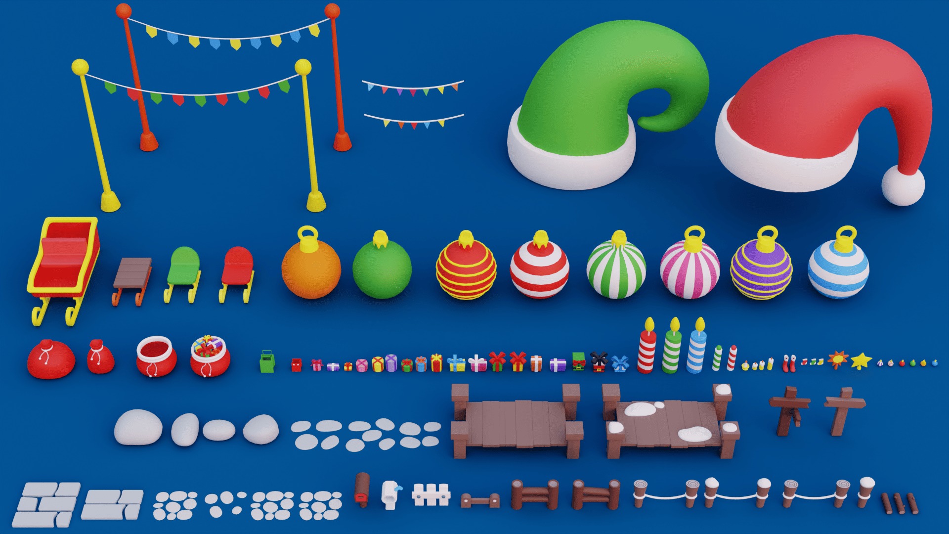 Cozy Cartoon Christmas 3D Asset Pack Low-poly 3D model_13