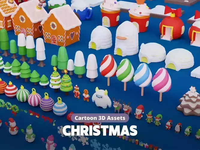 Cozy Cartoon Christmas 3D Asset Pack