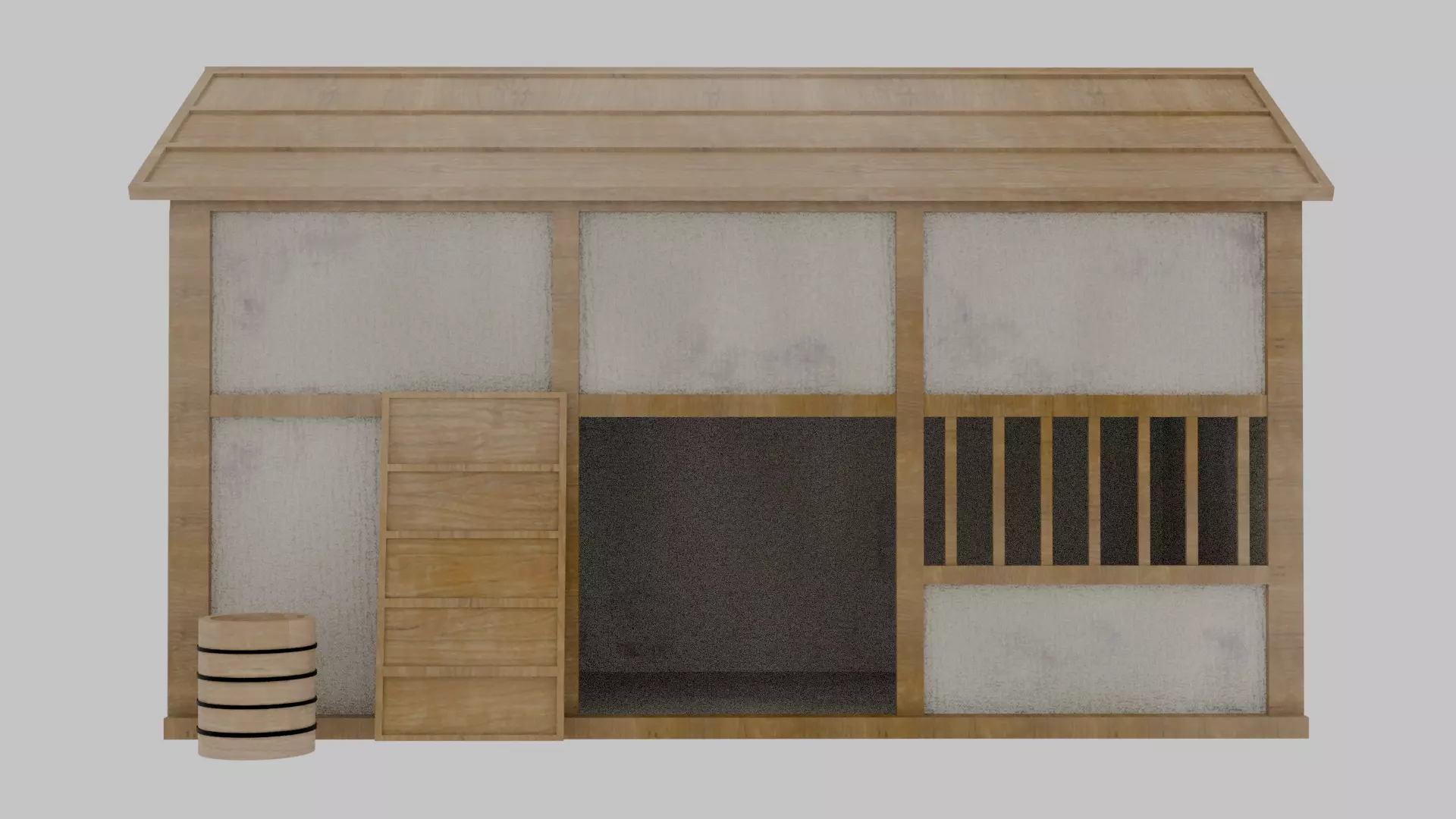 Old Japanese House 3D model_0