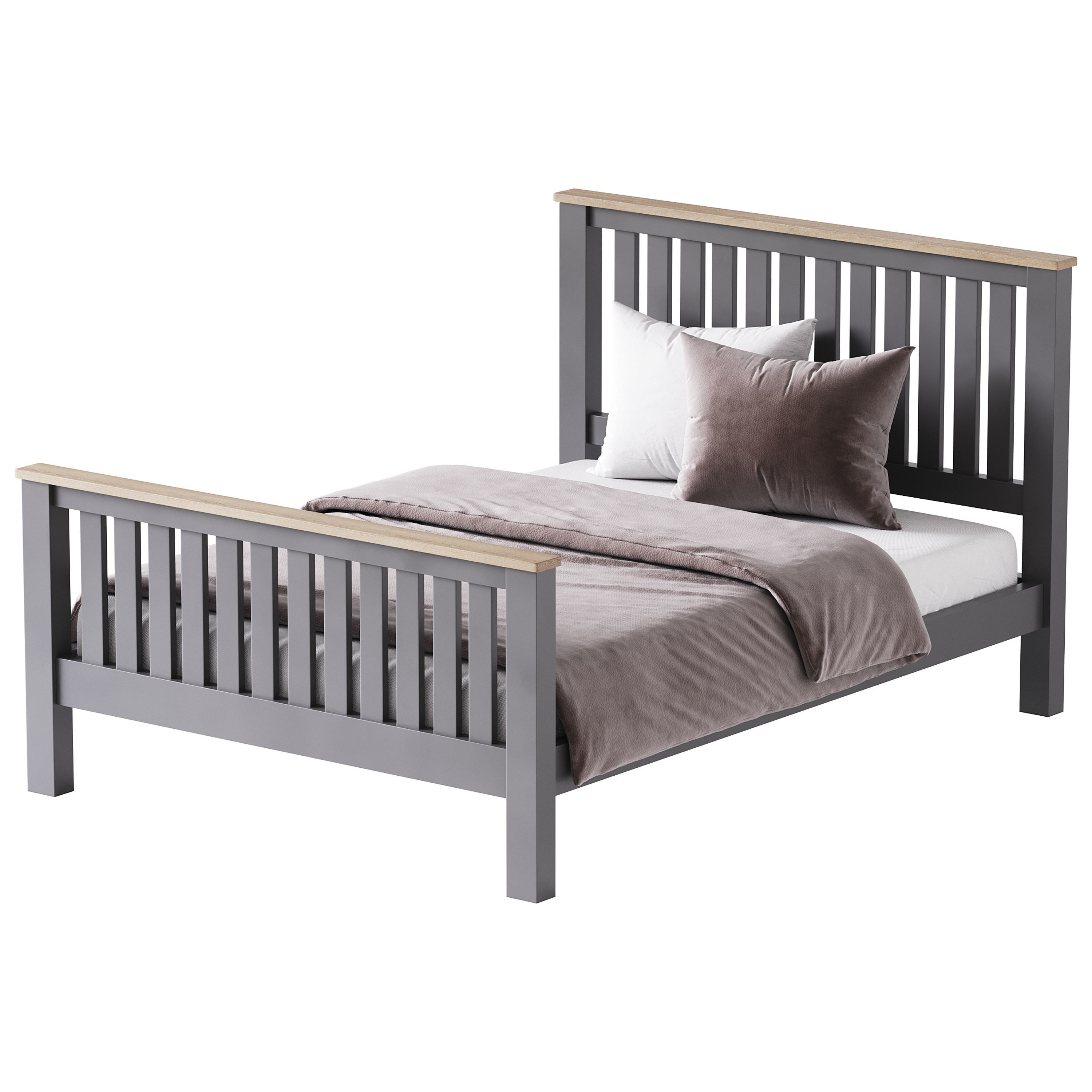 uhomepro Gray Full Size Bed 3D model_5