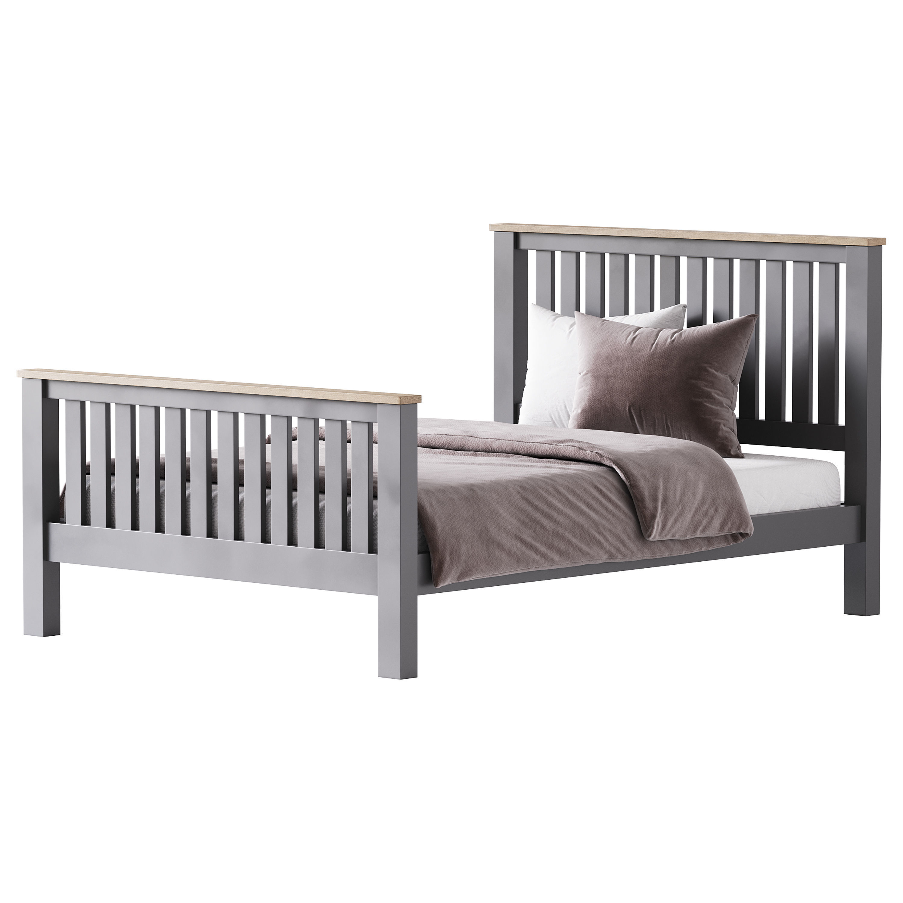 uhomepro Gray Full Size Bed 3D model_3