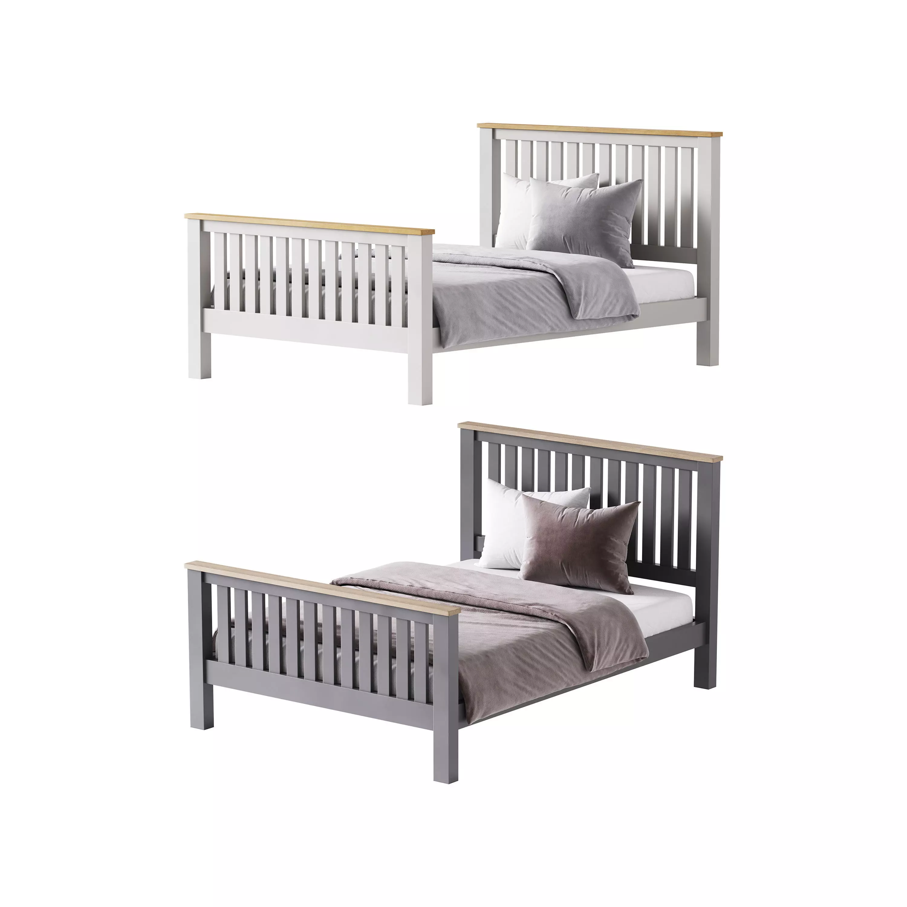 uhomepro Gray Full Size Bed 3D model_0