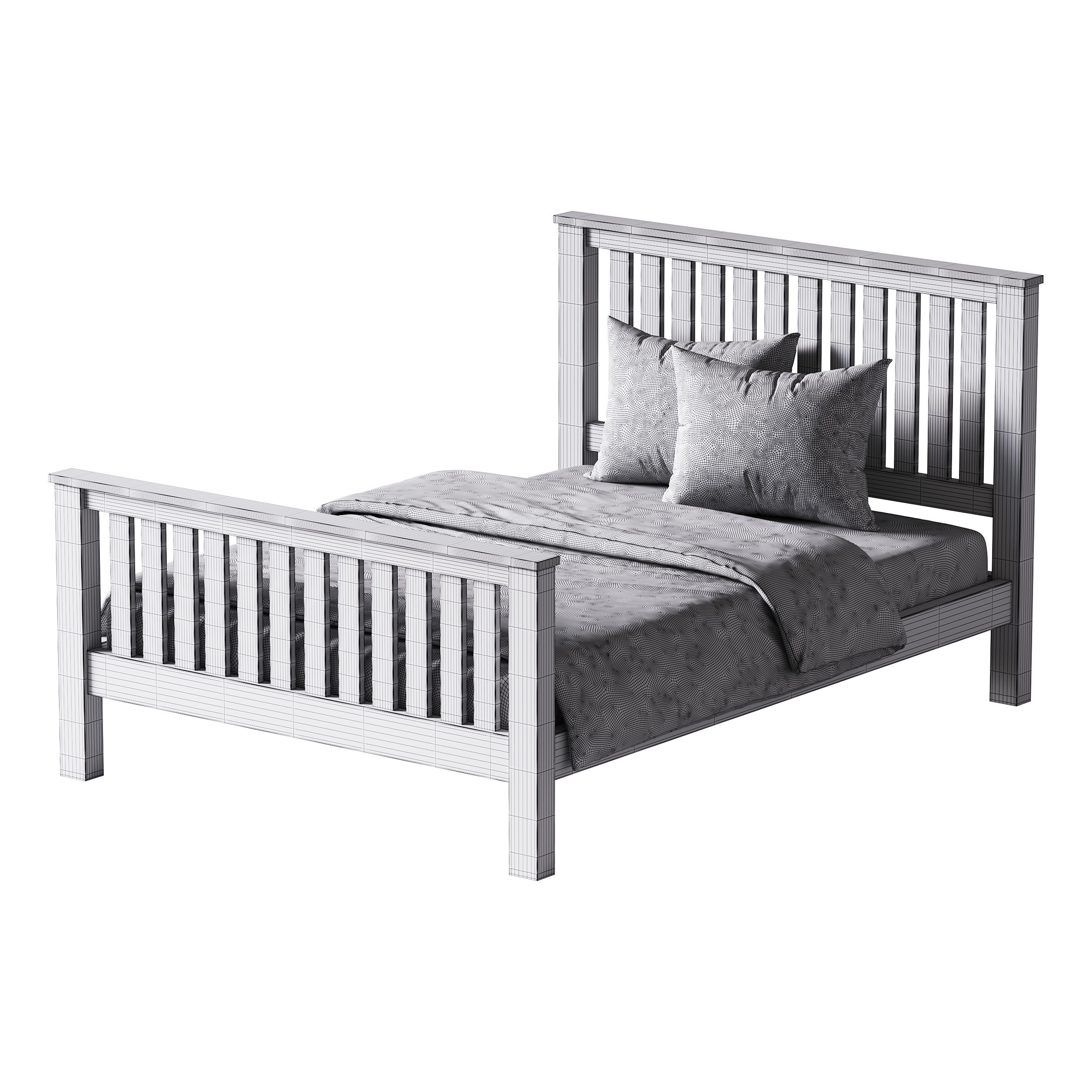 uhomepro Gray Full Size Bed 3D model_13