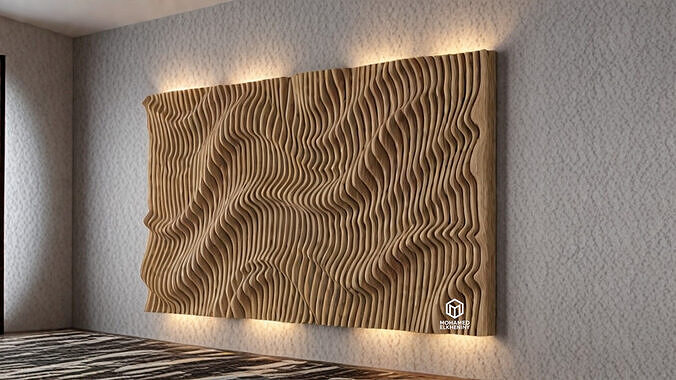 Parametric Wavy Wooden Wall Decor 09 - wood cutting machines  3D model