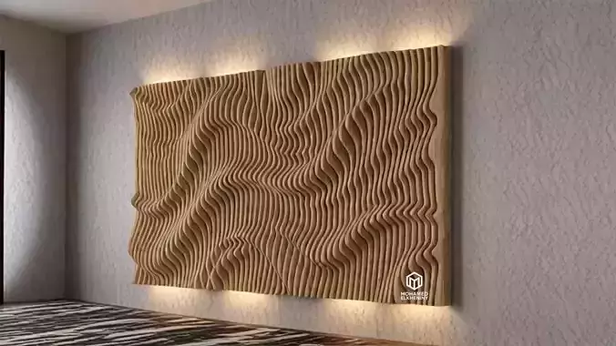 Parametric Wavy Wooden Wall Decor 09 - wood cutting machines  3D model
