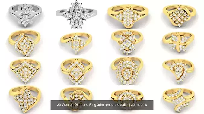 22 Women Diamond Ring 3dm renders details 