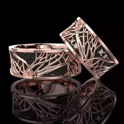 Jewelry wedding ring tree branch 8mm US 5-12 sizes Printable STL