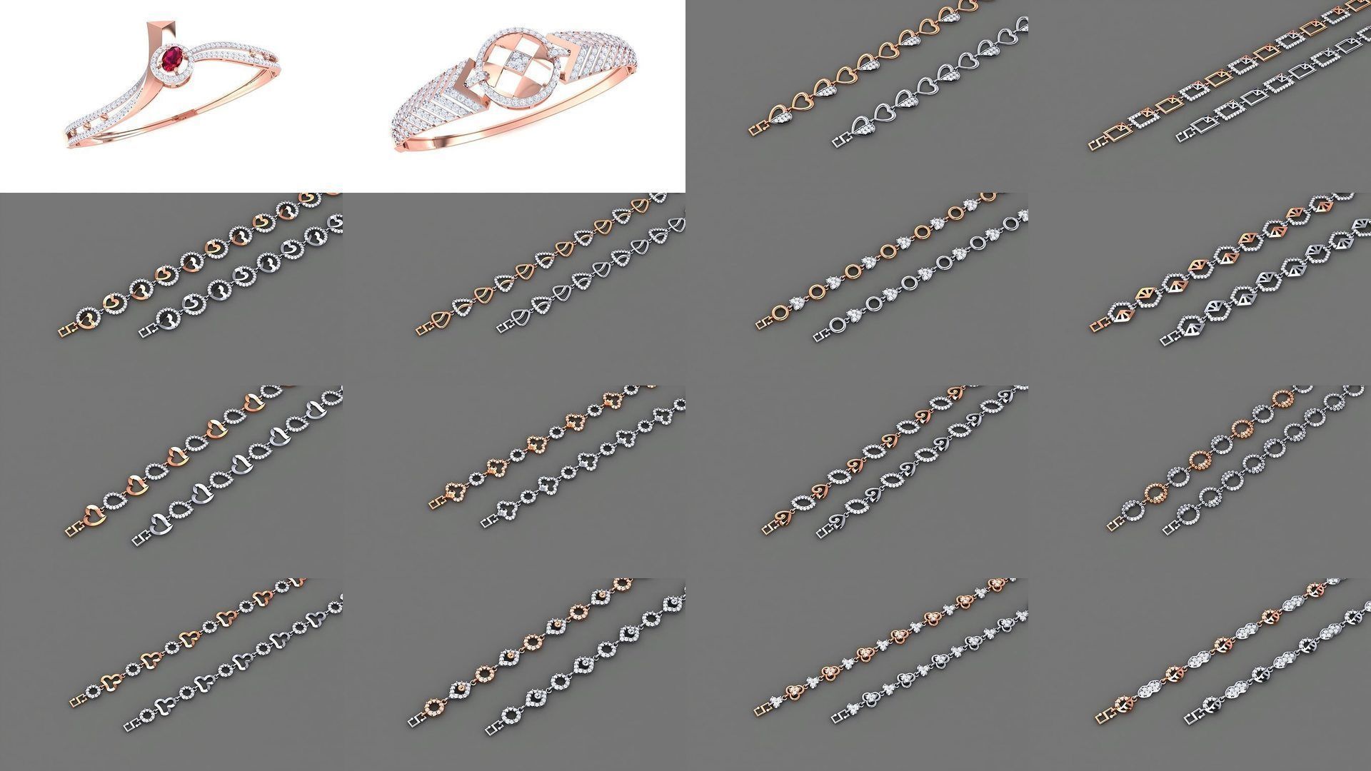 1200 Diamond Bracelet 3d models renders details 3D Model Collection_59