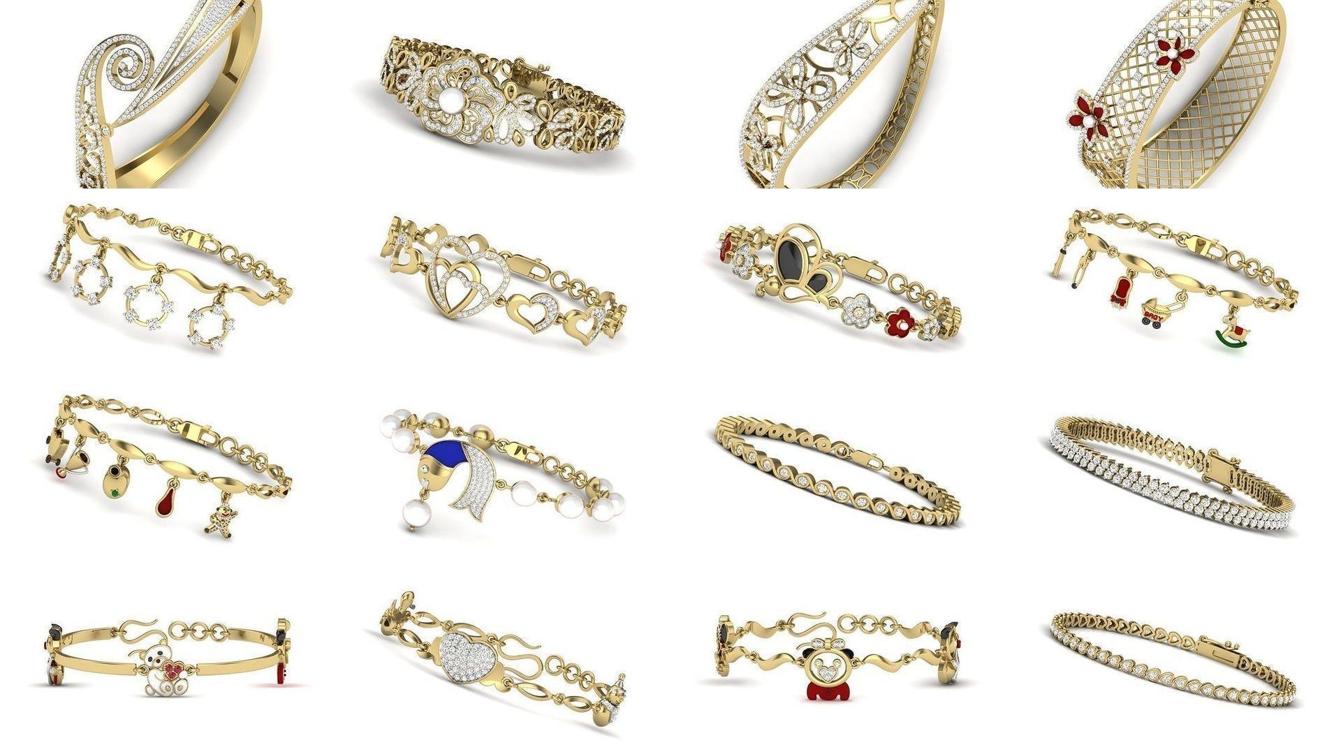 1200 Diamond Bracelet 3d models renders details 3D Model Collection_10