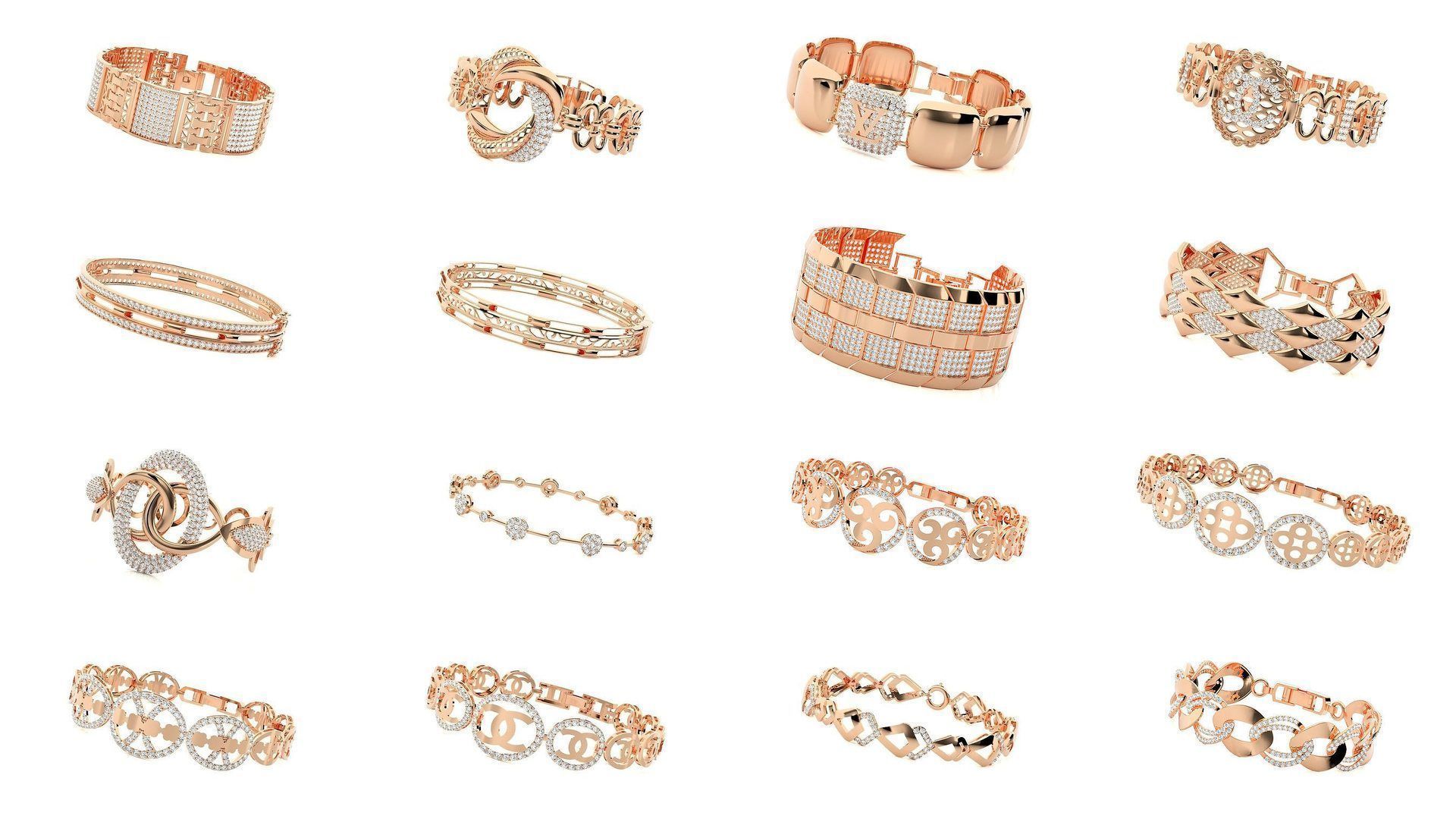 1200 Diamond Bracelet 3d models renders details 3D Model Collection_33