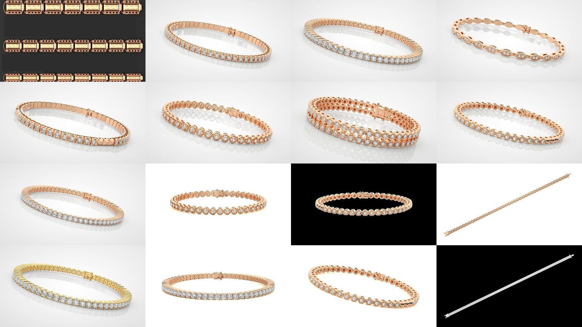 1200 Diamond Bracelet 3d models renders details 3D Model Collection_75