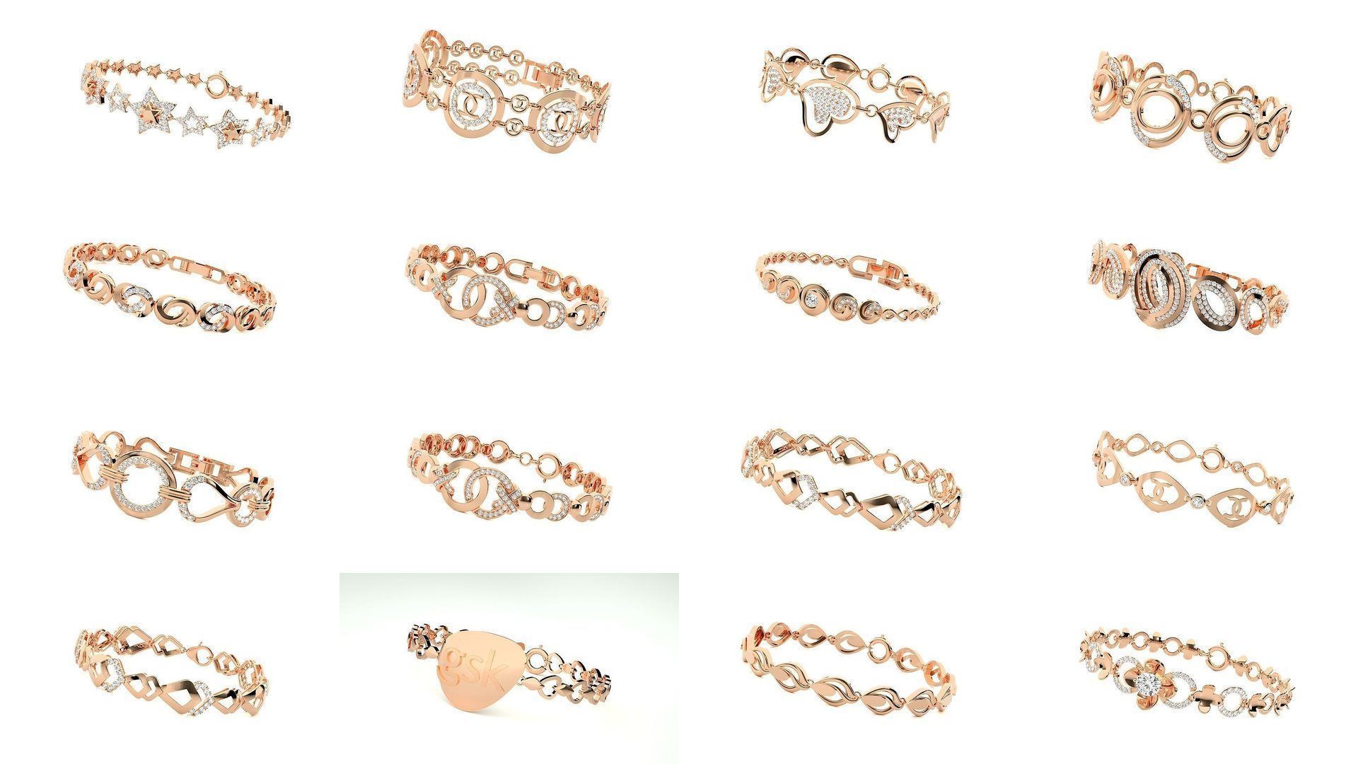 1200 Diamond Bracelet 3d models renders details 3D Model Collection_44