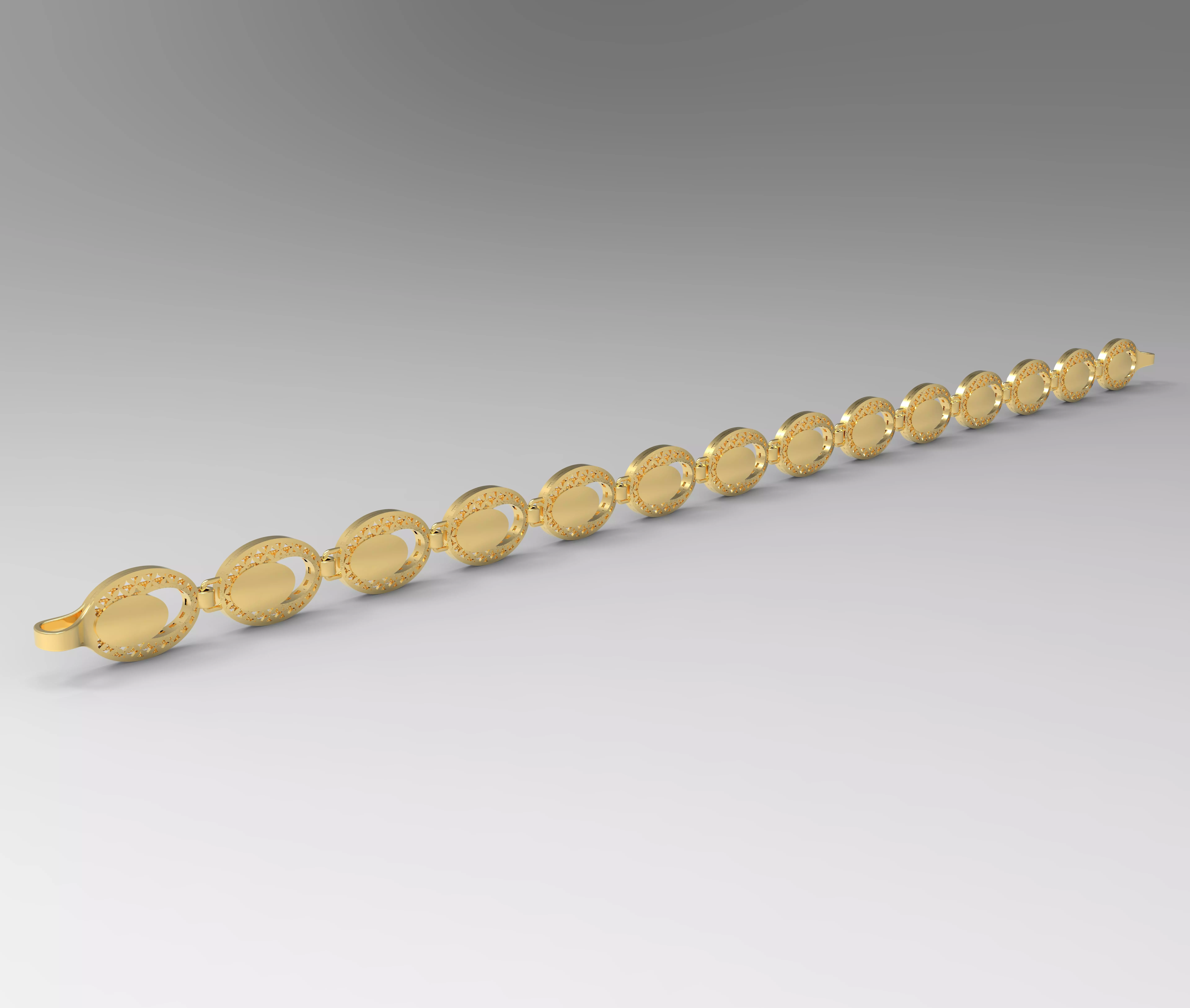 oval 8 mm desenli bileklik 3D print model_0