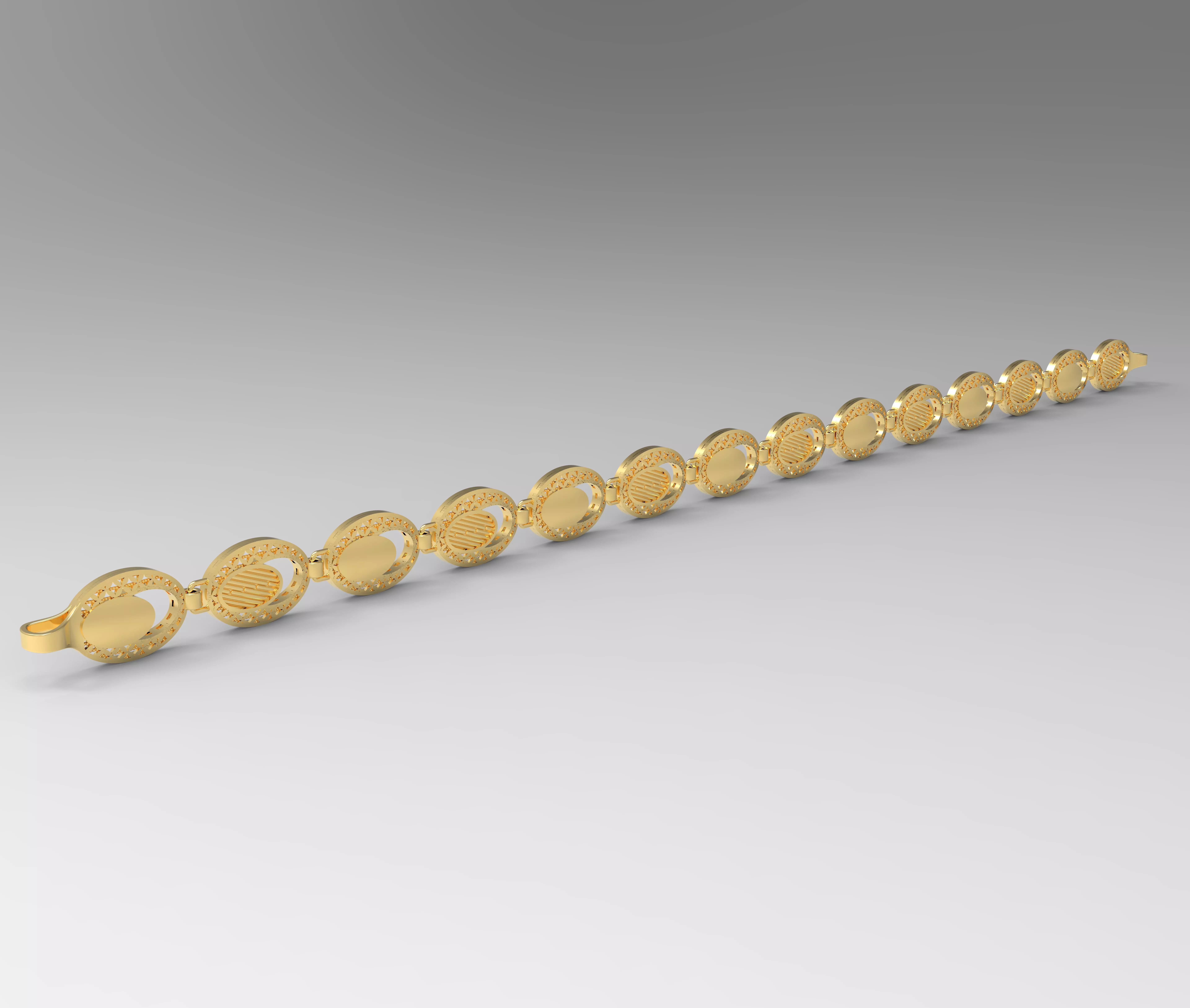 oval 8 mm desenli bileklik 3D print model_0