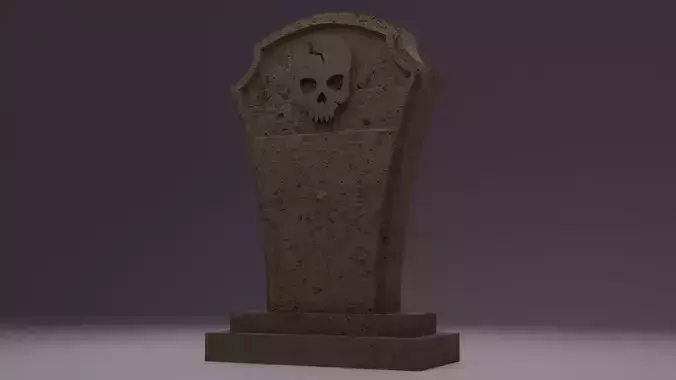 3D tombstone with skull