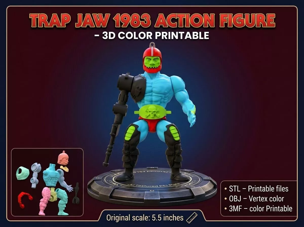 Trap Jaw 1983 Action Figure 3D Color Printable 3D print model