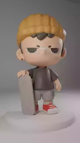 Chibi Mini Skate Boy 3D model
