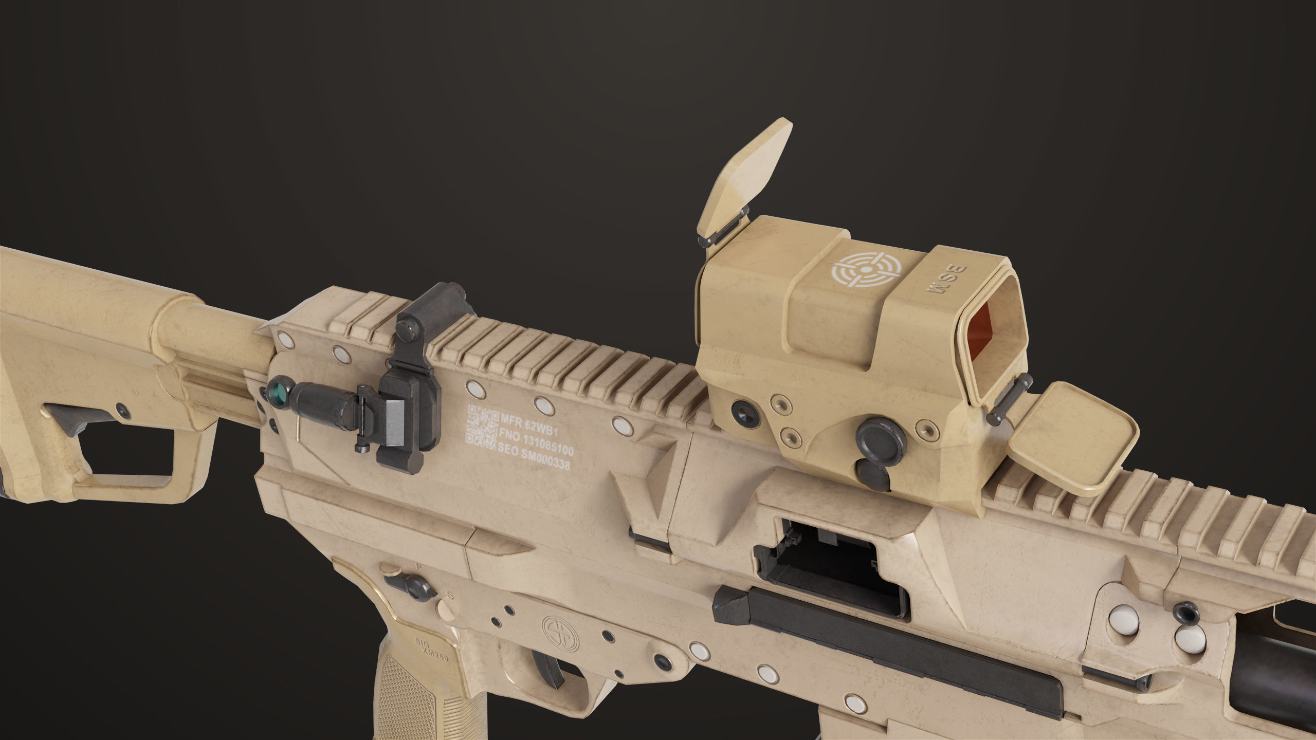 Machine Gun 14 Brown All PBR Unity UE Textures Low-poly 3D model_42