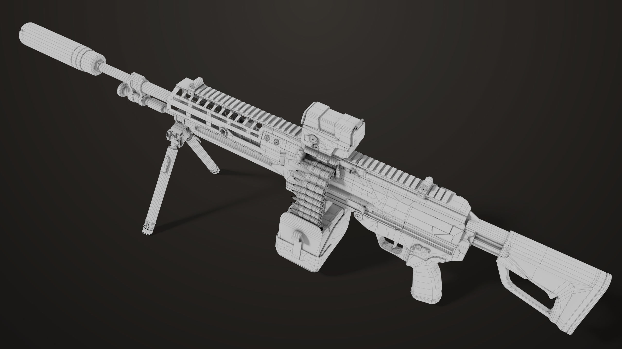 Machine Gun 14 Brown All PBR Unity UE Textures Low-poly 3D model_89