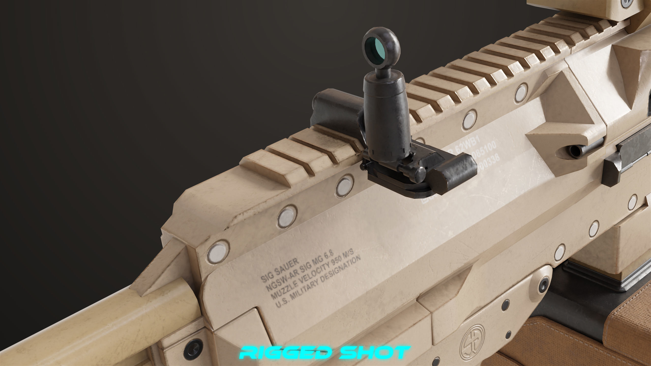 Machine Gun 14 Brown All PBR Unity UE Textures Low-poly 3D model_23