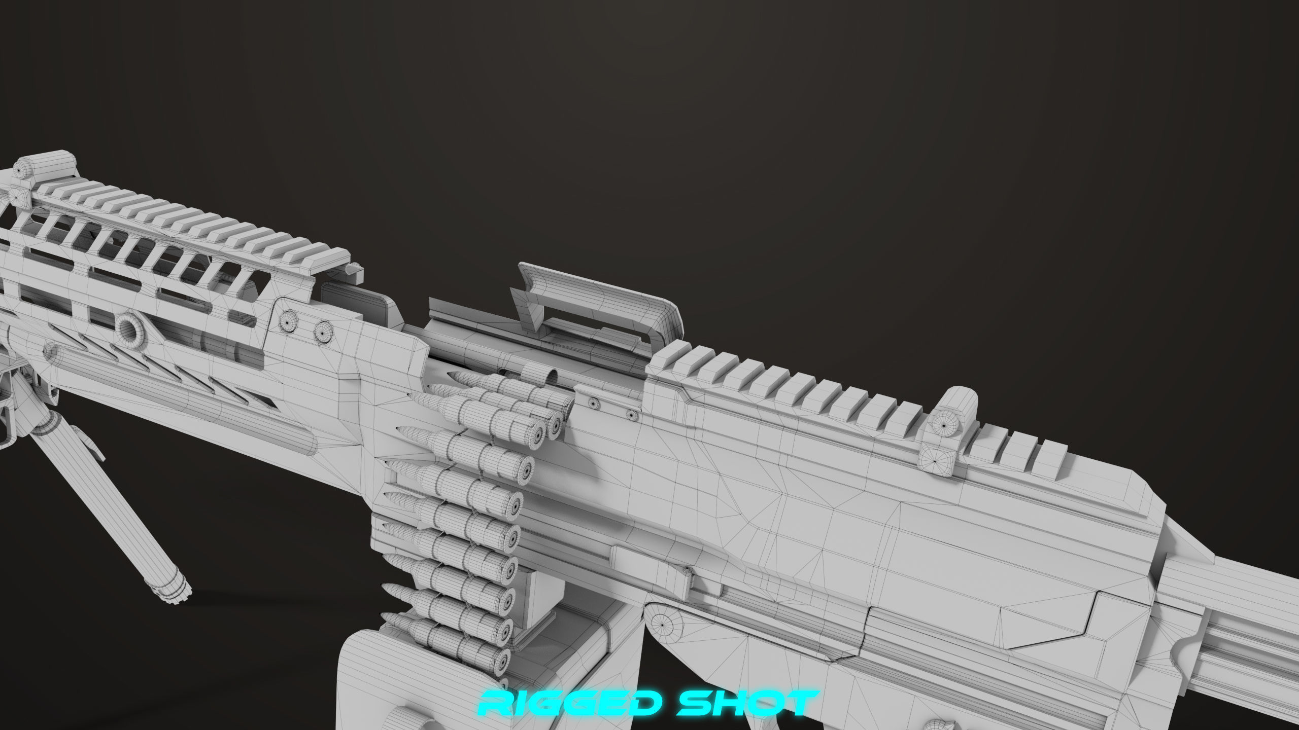 Machine Gun 14 Brown All PBR Unity UE Textures Low-poly 3D model_81