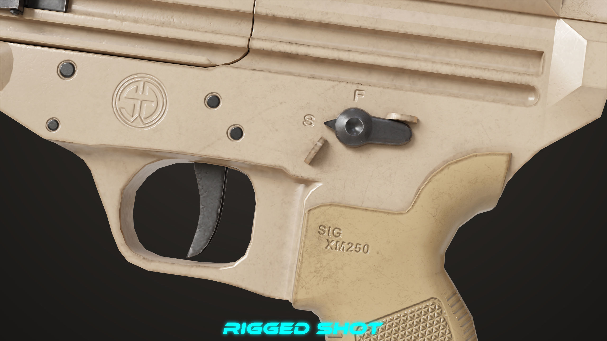 Machine Gun 14 Brown All PBR Unity UE Textures Low-poly 3D model_30