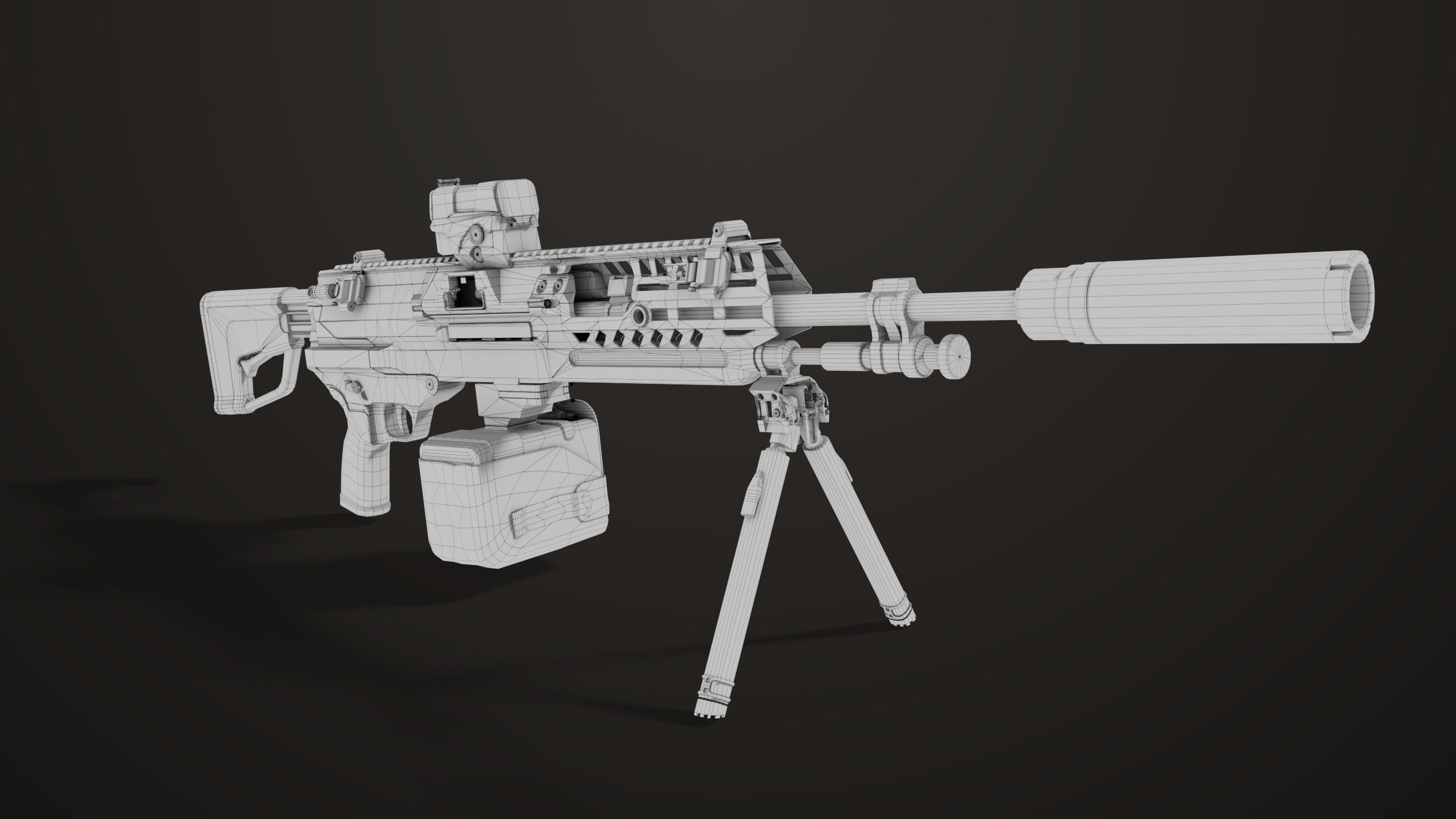 Machine Gun 14 Brown All PBR Unity UE Textures Low-poly 3D model_47