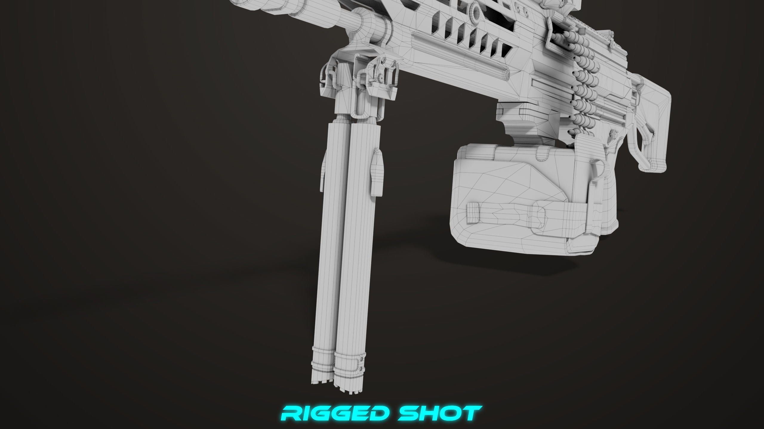 Machine Gun 14 Brown All PBR Unity UE Textures Low-poly 3D model_52